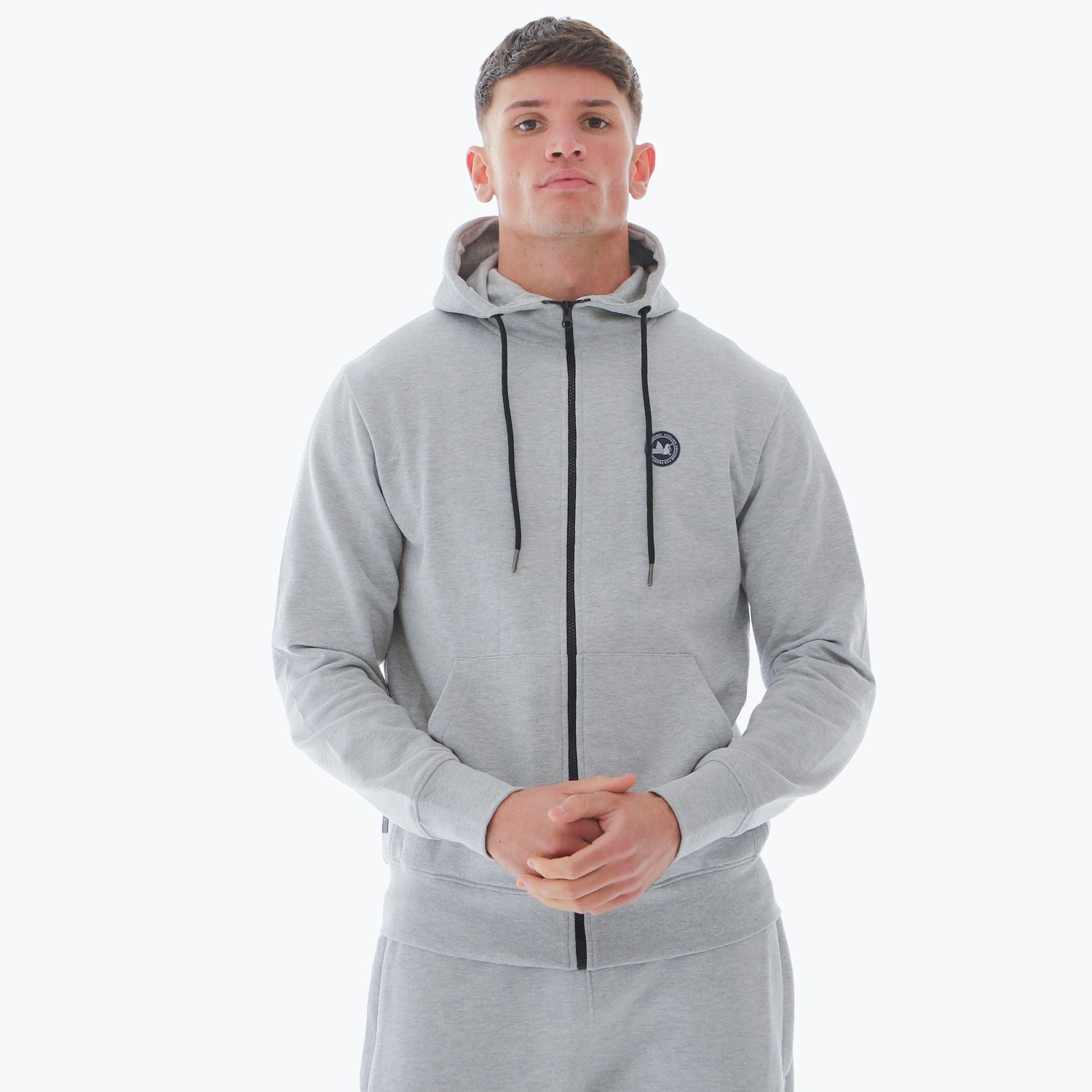 Athletic Zip Hoodie Marl Grey