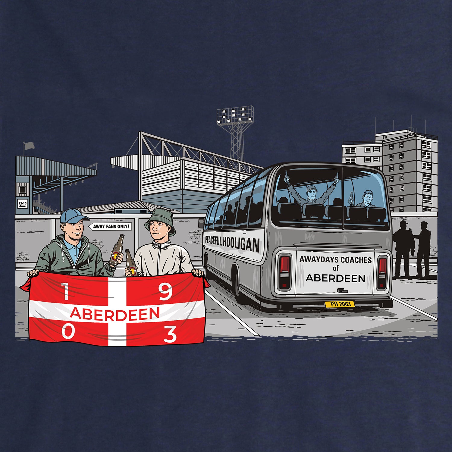 Aberdeen Awaydays Sweatshirt Navy - Peaceful Hooligan