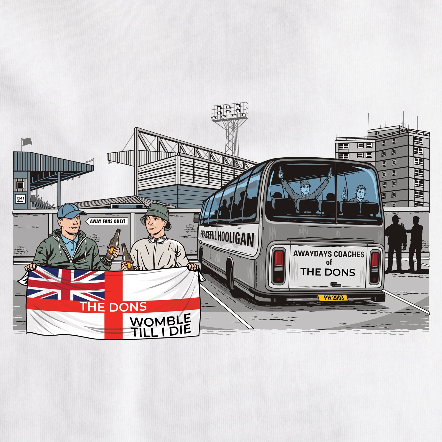 The Dons Awaydays T-Shirt White - Peaceful Hooligan