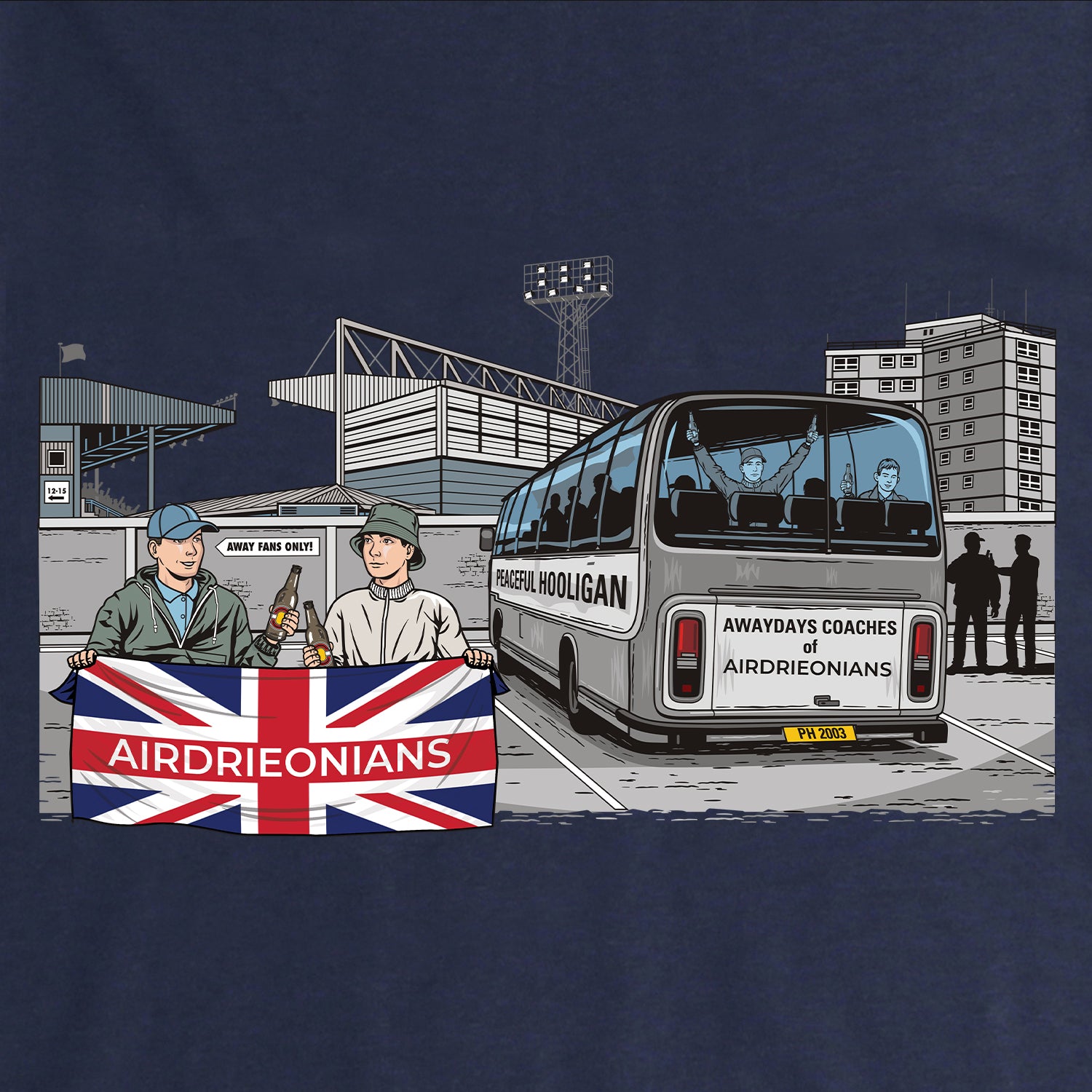Airdrieonians Awaydays Hoodie Navy - Peaceful Hooligan