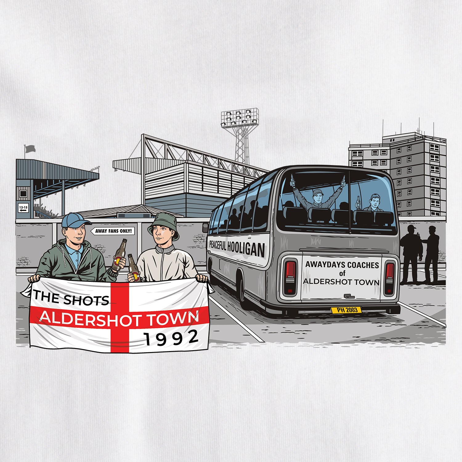 Aldershot Town Awaydays T-Shirt White - Peaceful Hooligan