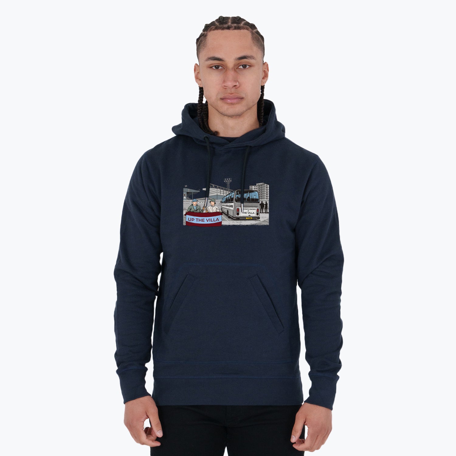 The Villa Awaydays Hoodie Navy - Peaceful Hooligan