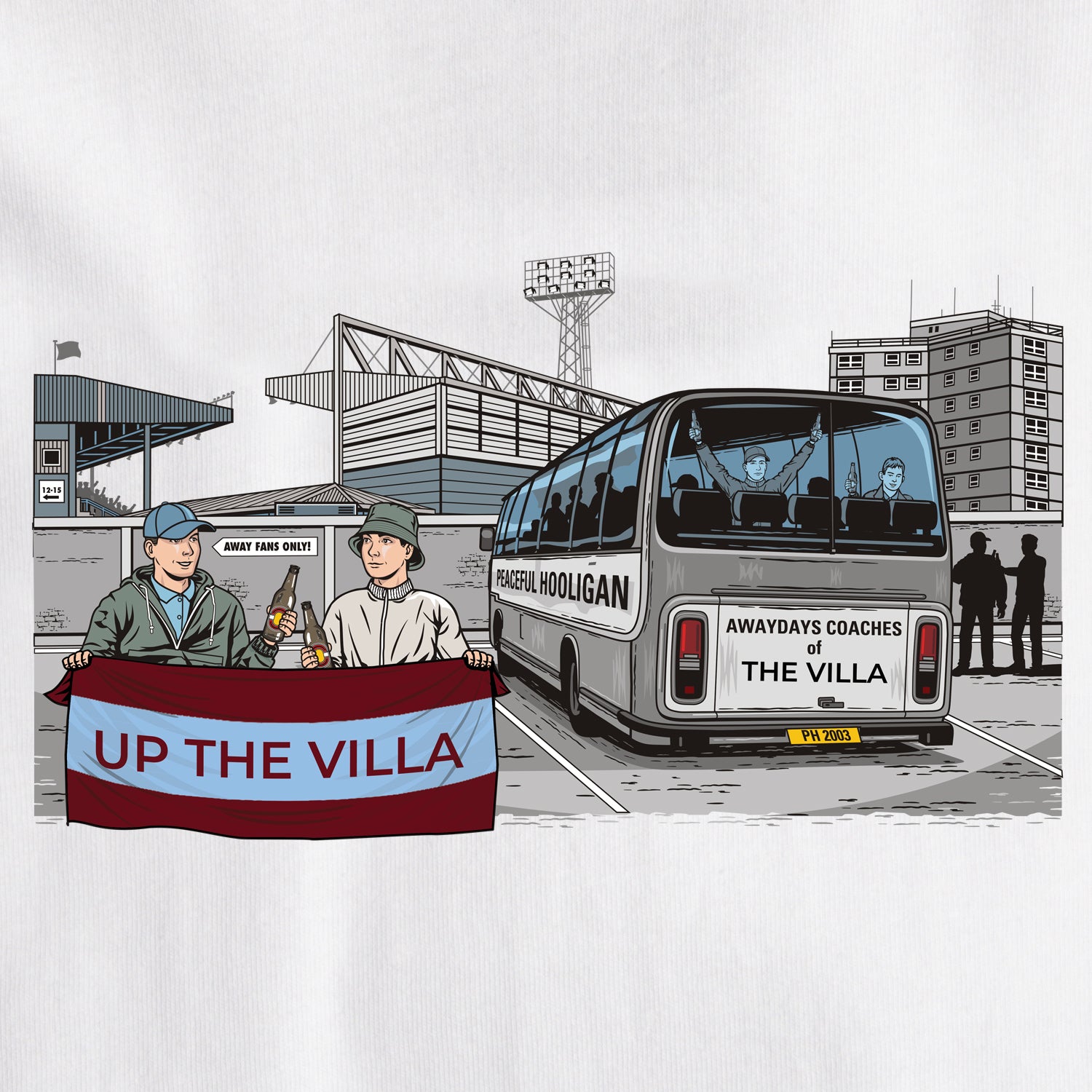 The Villa Awaydays T-Shirt White - Peaceful Hooligan