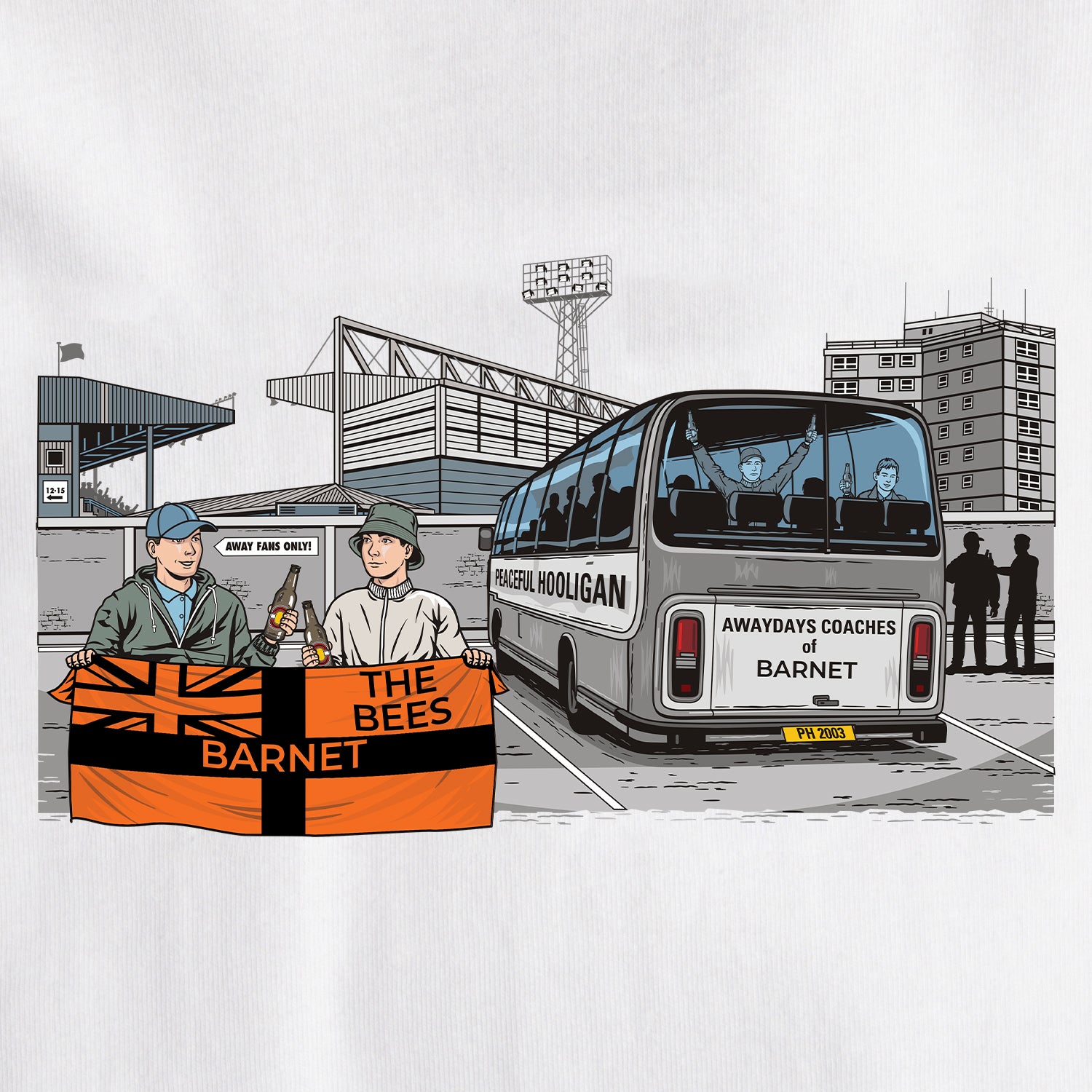 Barnet Awaydays T-Shirt White - Peaceful Hooligan
