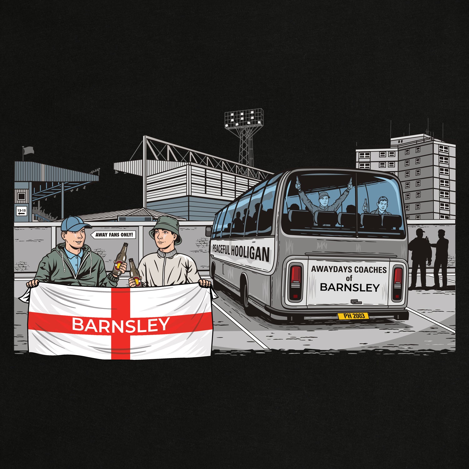 Barnsley Awaydays Sweatshirt Black - Peaceful Hooligan