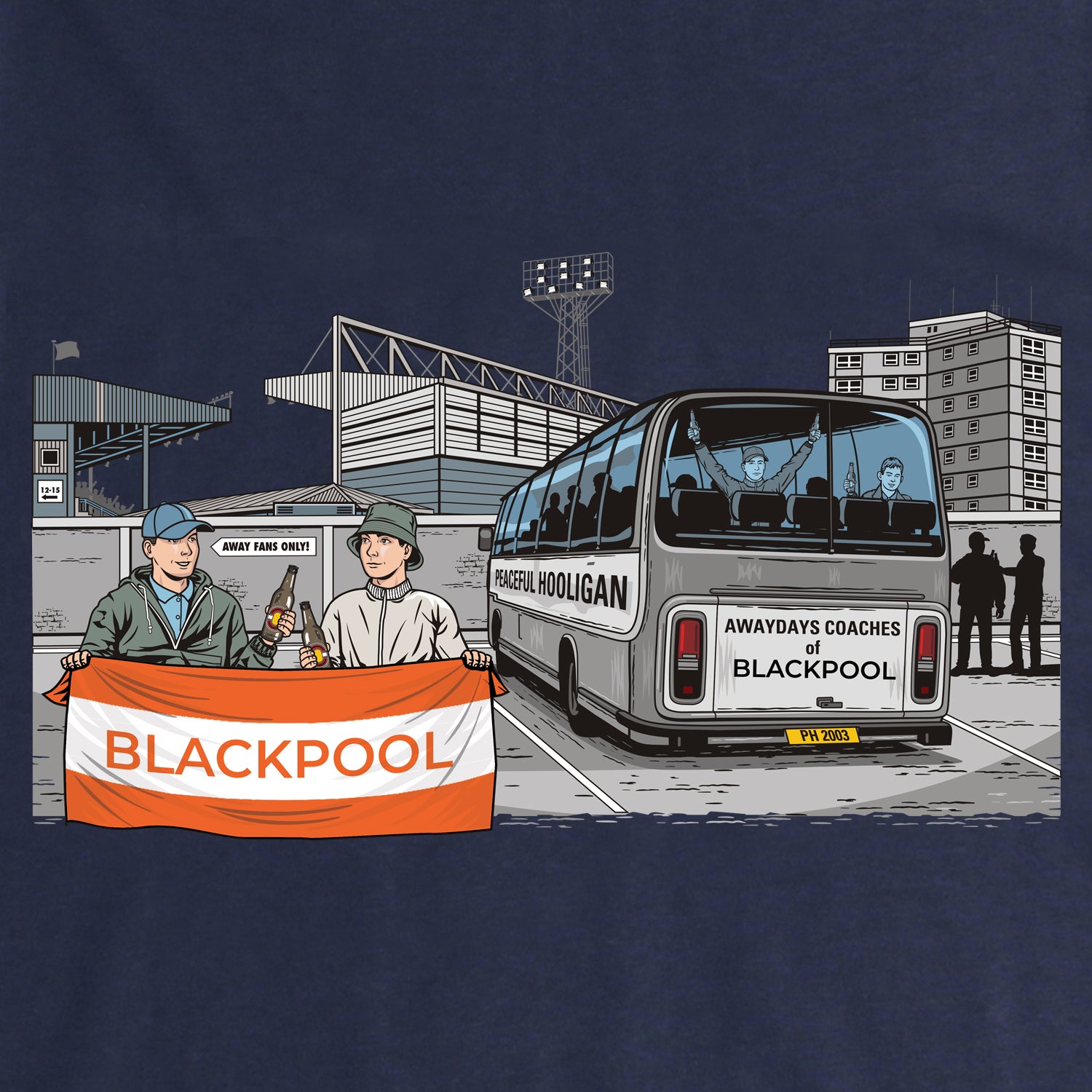 Blackpool FC Awaydays Sweatshirt Navy - Peaceful Hooligan