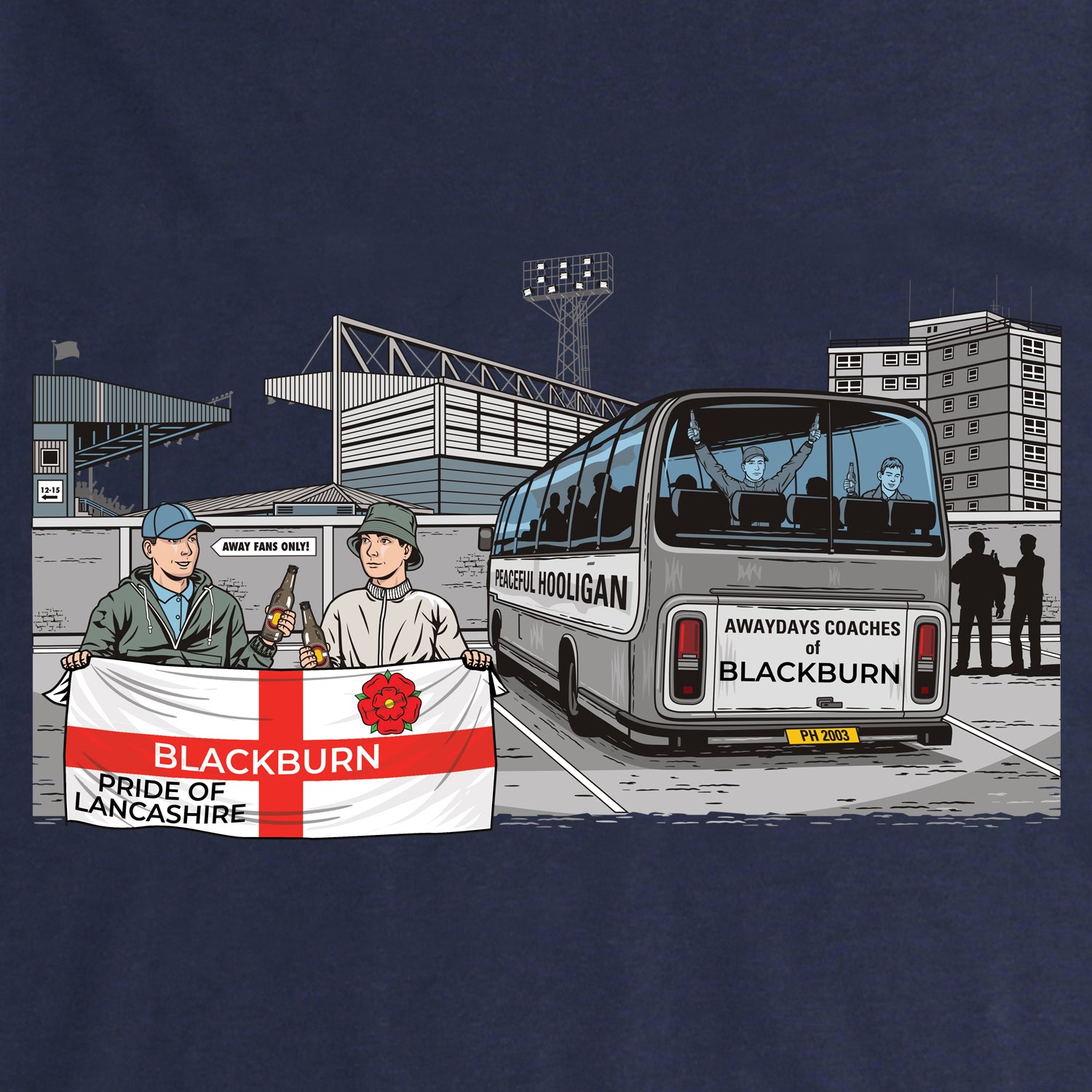Blackburn Awaydays Sweatshirt Navy - Peaceful Hooligan
