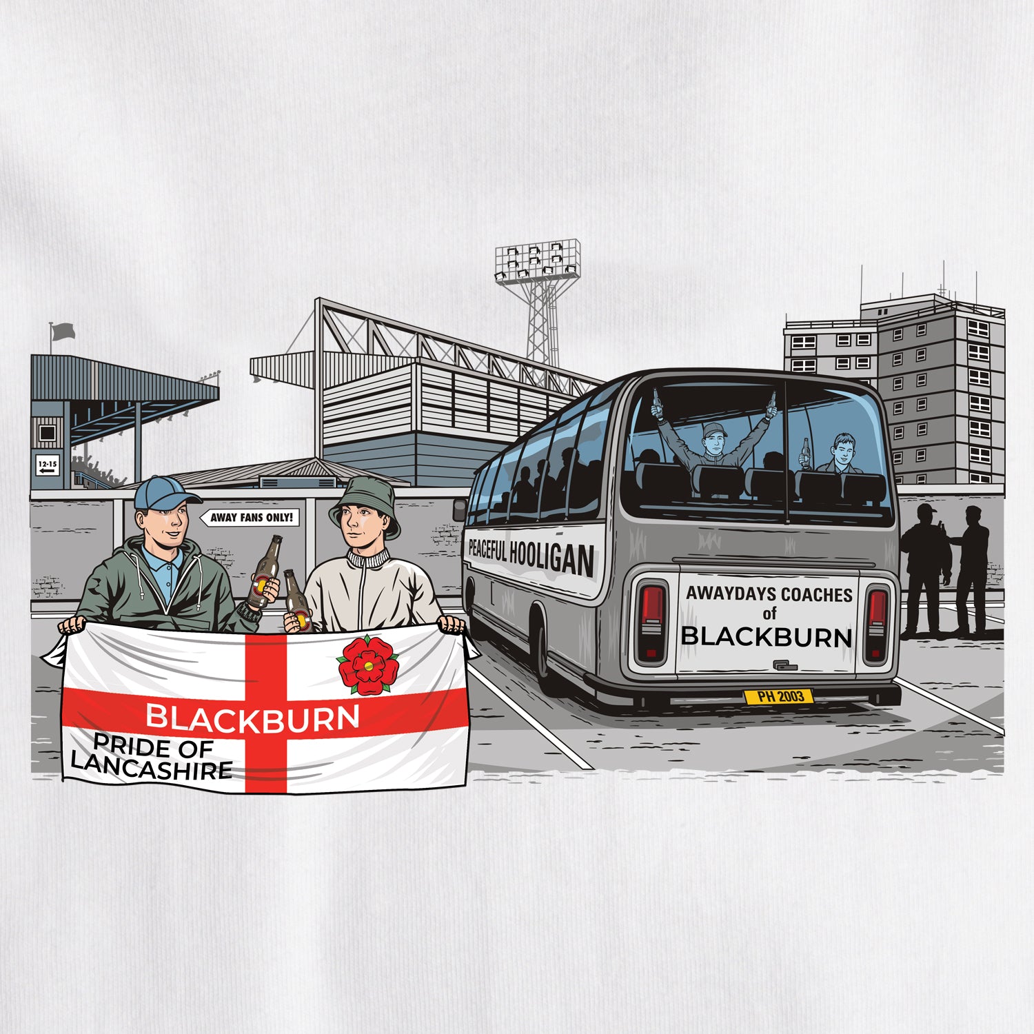 Blackburn Awaydays T-Shirt White - Peaceful Hooligan