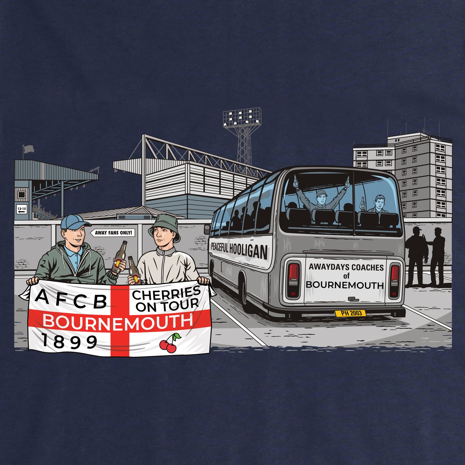 Bournemouth Awaydays Sweatshirt Navy - Peaceful Hooligan
