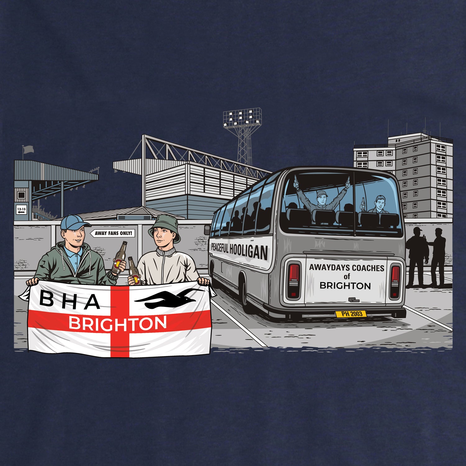 Brighton Awaydays Sweatshirt Navy - Peaceful Hooligan