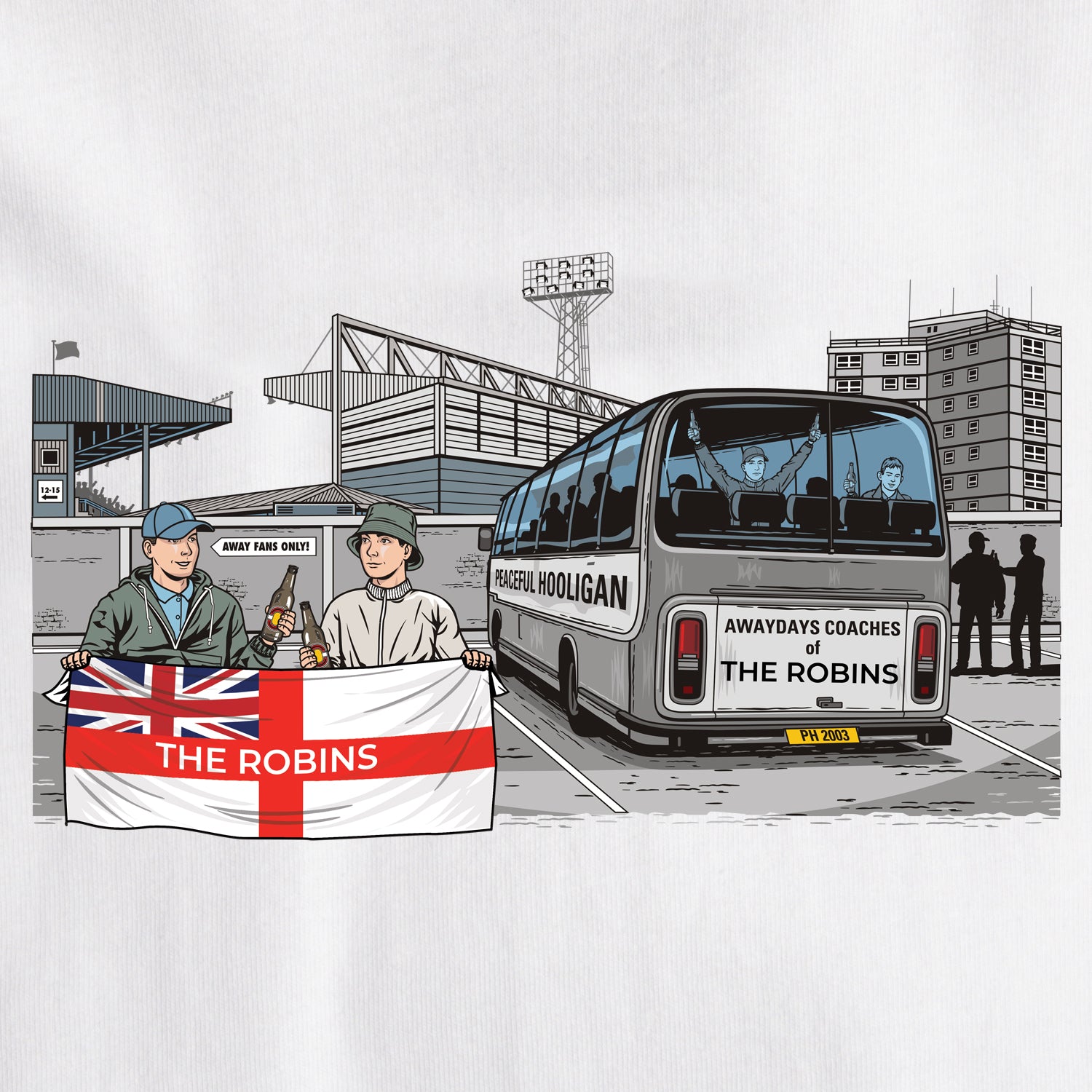 The Robins Awaydays T-Shirt White - Peaceful Hooligan