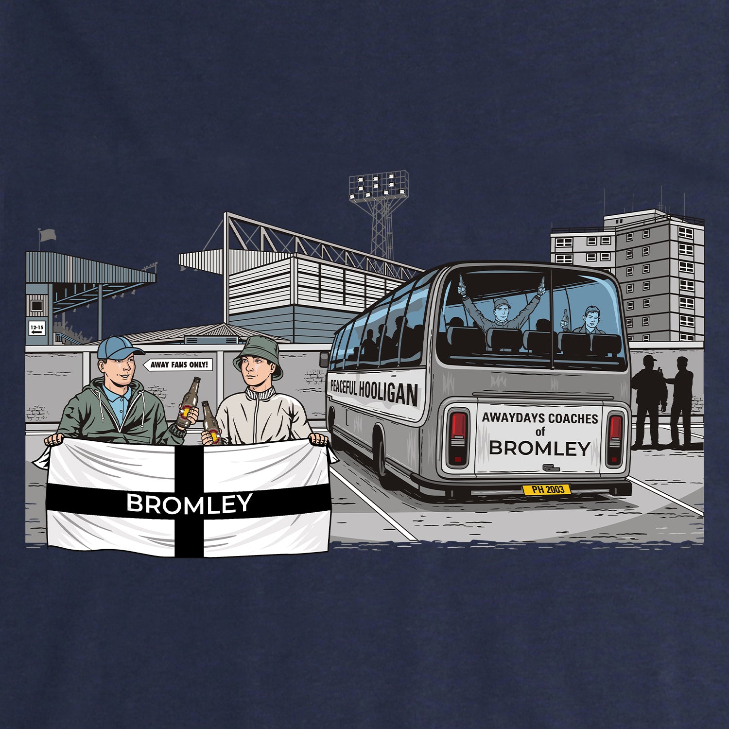Bromley Awaydays Hoodie Navy - Peaceful Hooligan