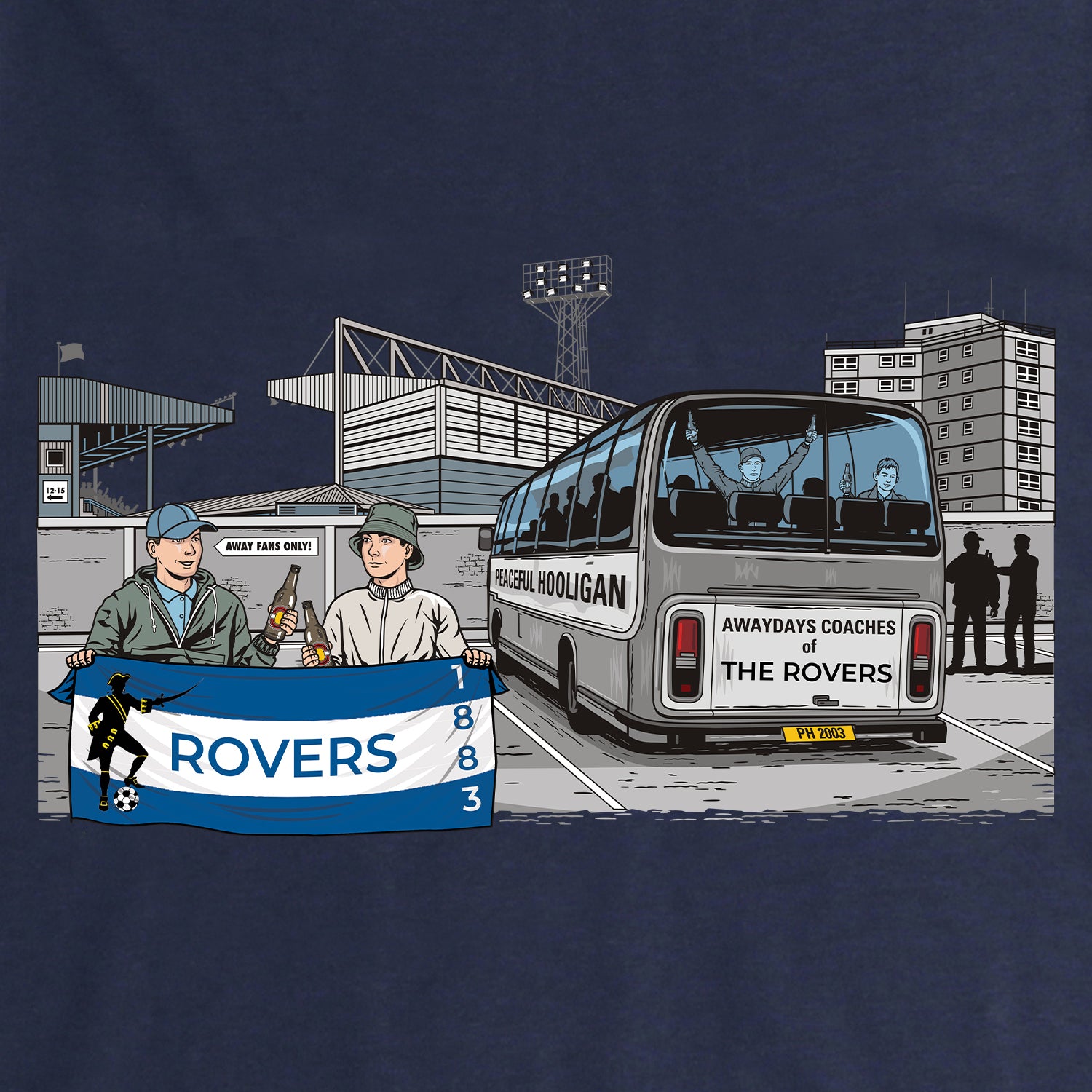 Rovers Awaydays Sweatshirt Navy - Peaceful Hooligan