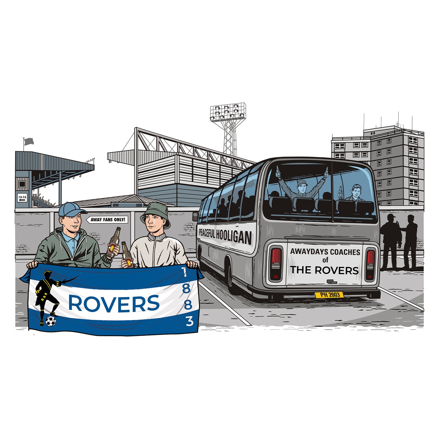 Rovers Awaydays T-Shirt White - Peaceful Hooligan