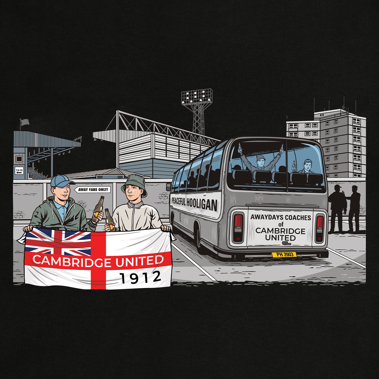 Cambridge United Awaydays Hoodie Black - Peaceful Hooligan