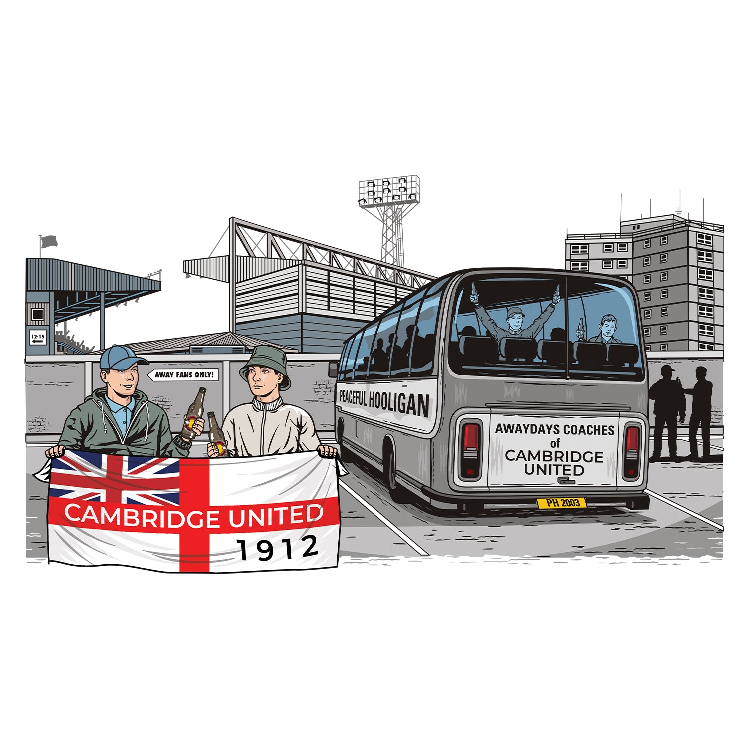 Cambridge United Awaydays T-Shirt White - Peaceful Hooligan