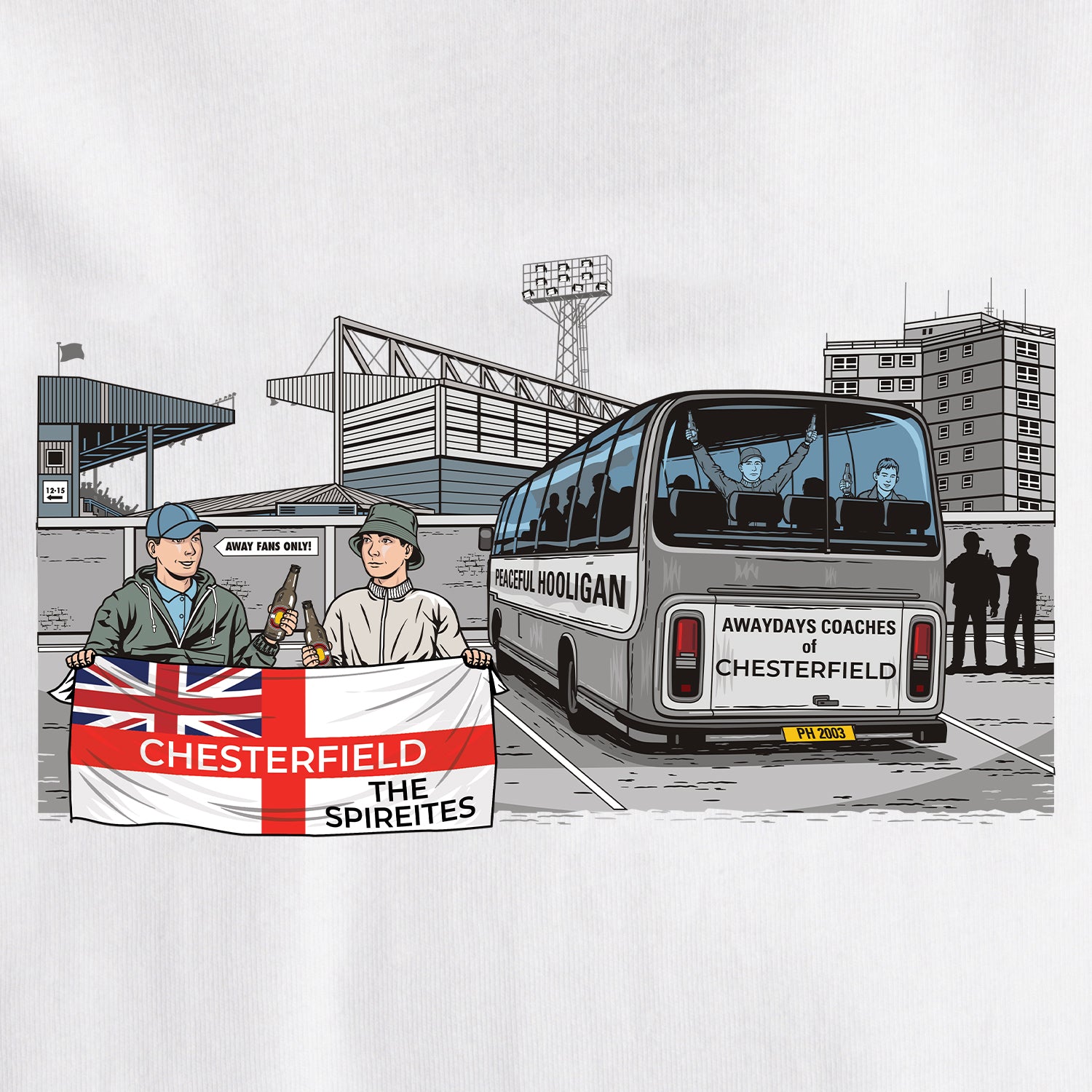 Chesterfield Awaydays T-Shirt White - Peaceful Hooligan