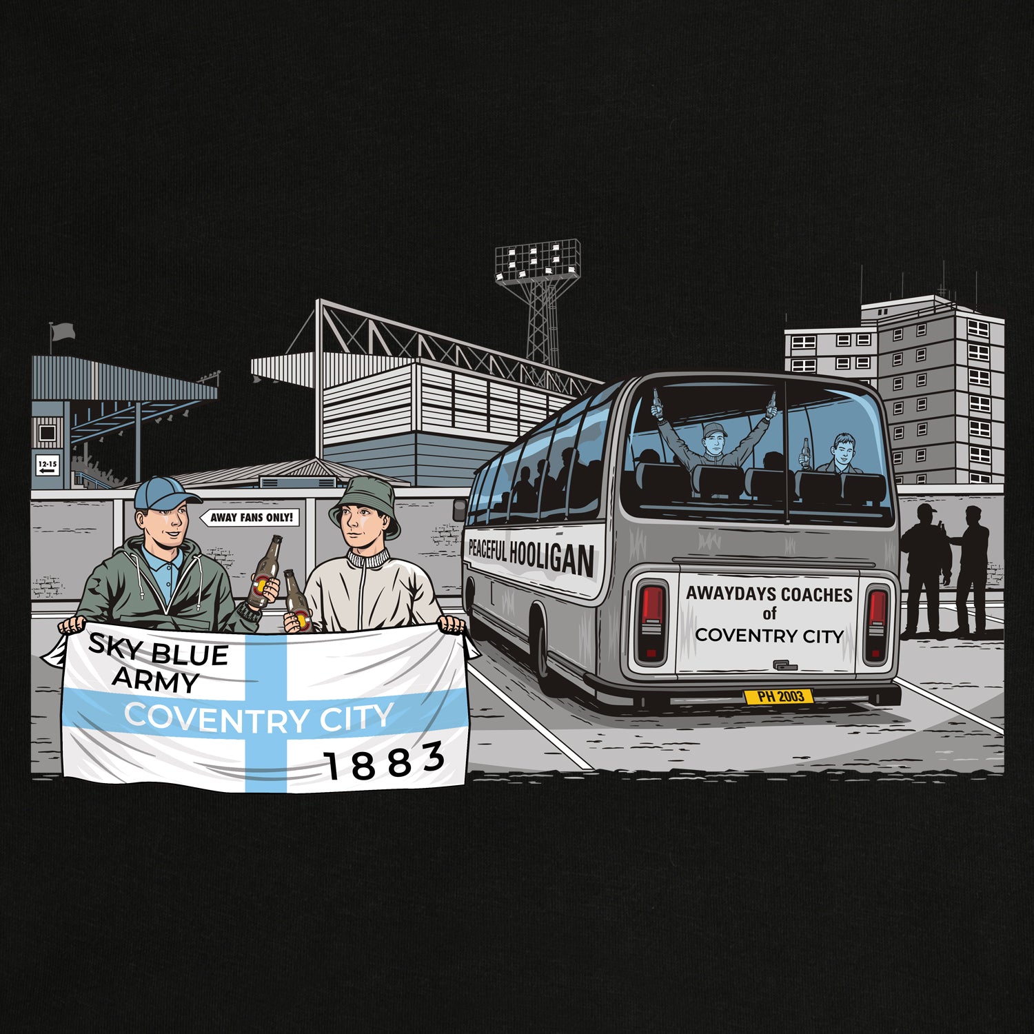 Coventry City Awaydays Sweatshirt Black - Peaceful Hooligan