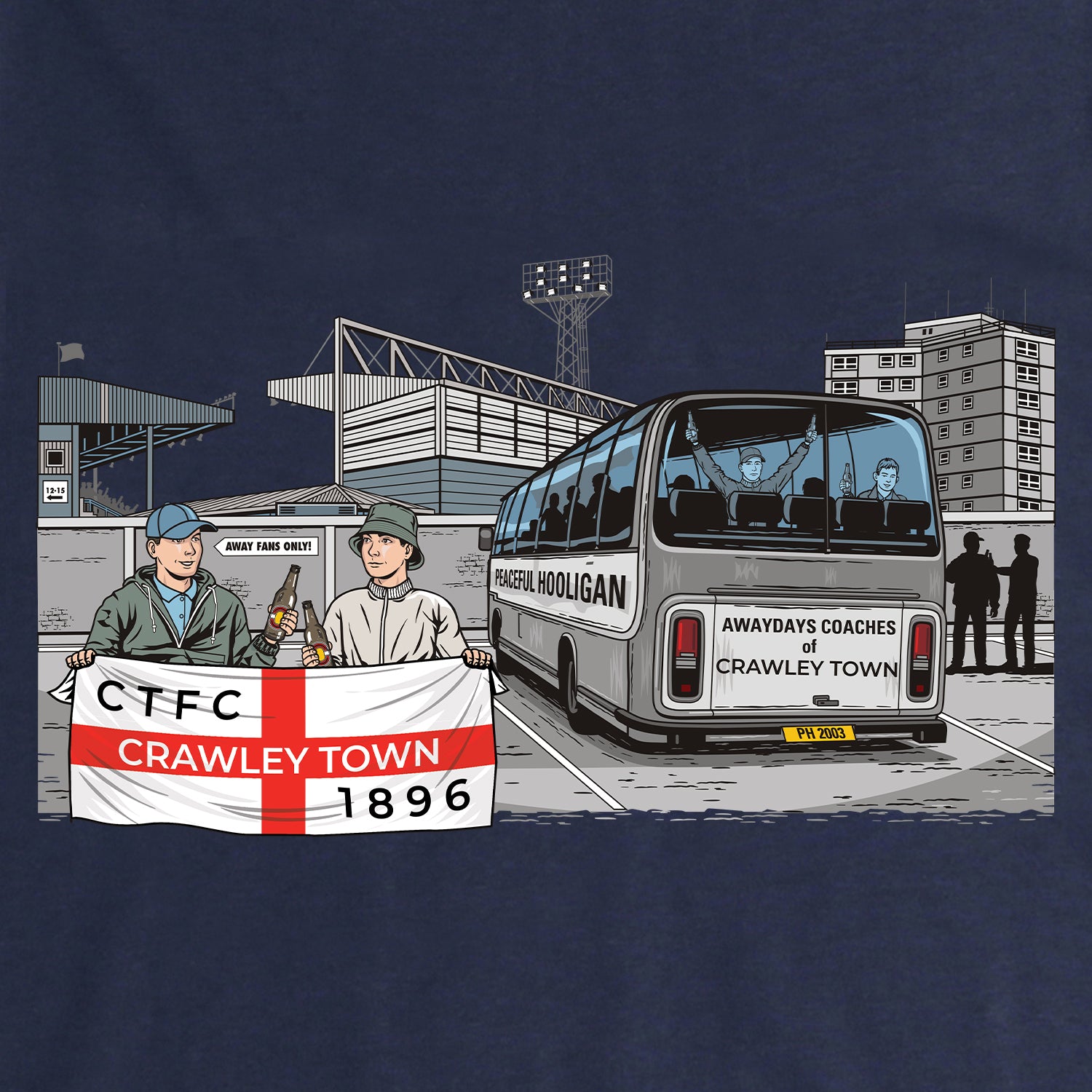 Crawley Town Awaydays Sweatshirt Navy - Peaceful Hooligan