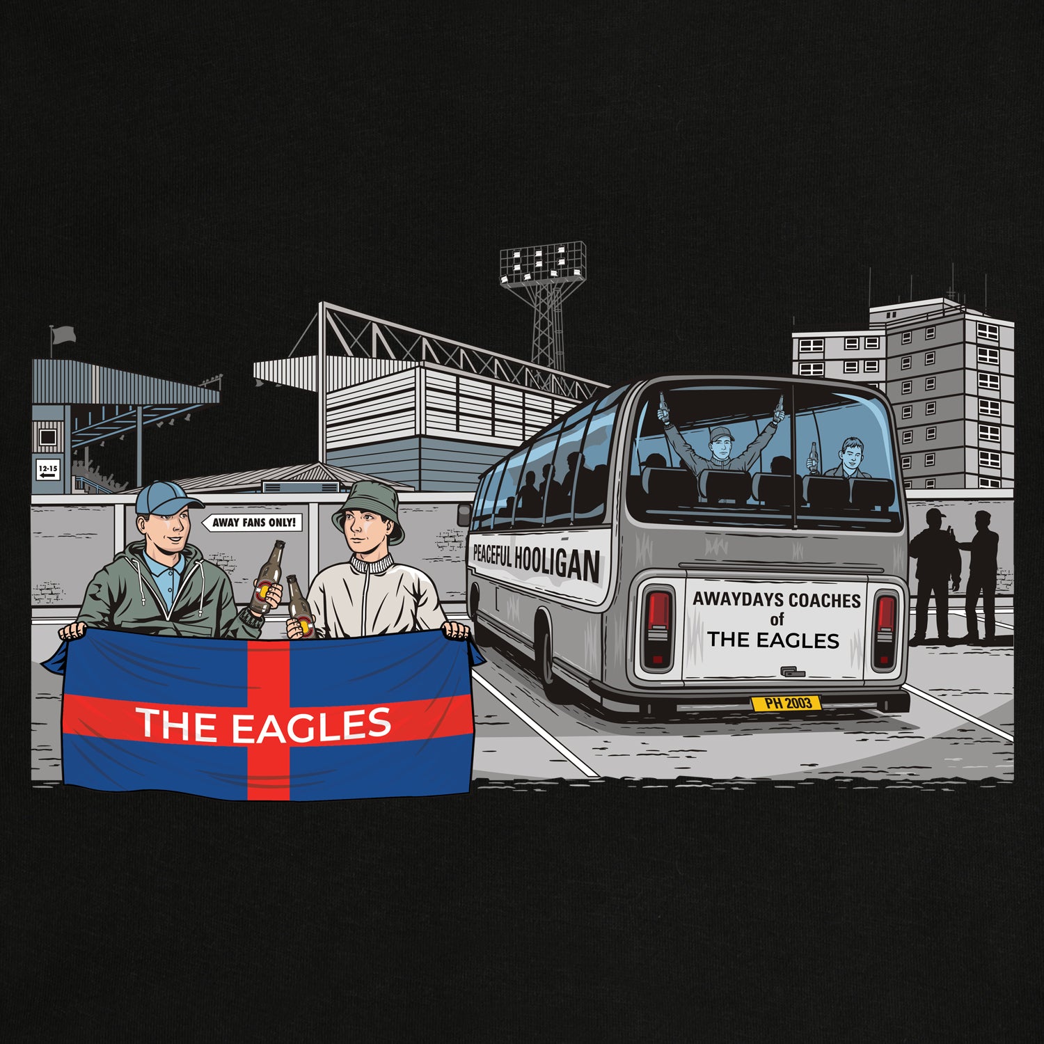 The Eagles Awaydays T-Shirt Black - Peaceful Hooligan