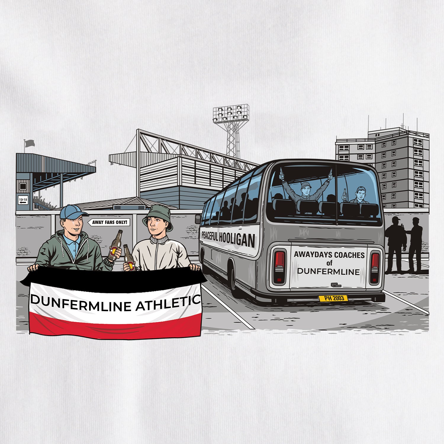 Dunfermline Athletic Awaydays T-Shirt White - Peaceful Hooligan