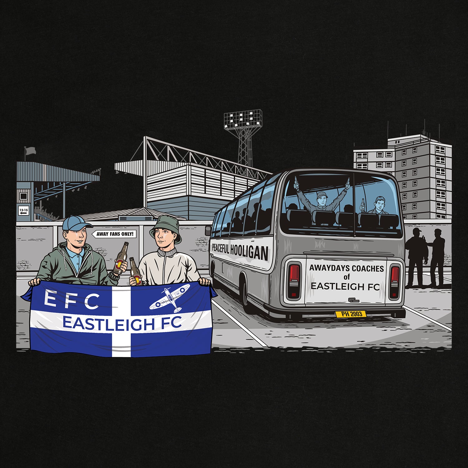 Eastleigh Awaydays Hoodie Black - Peaceful Hooligan