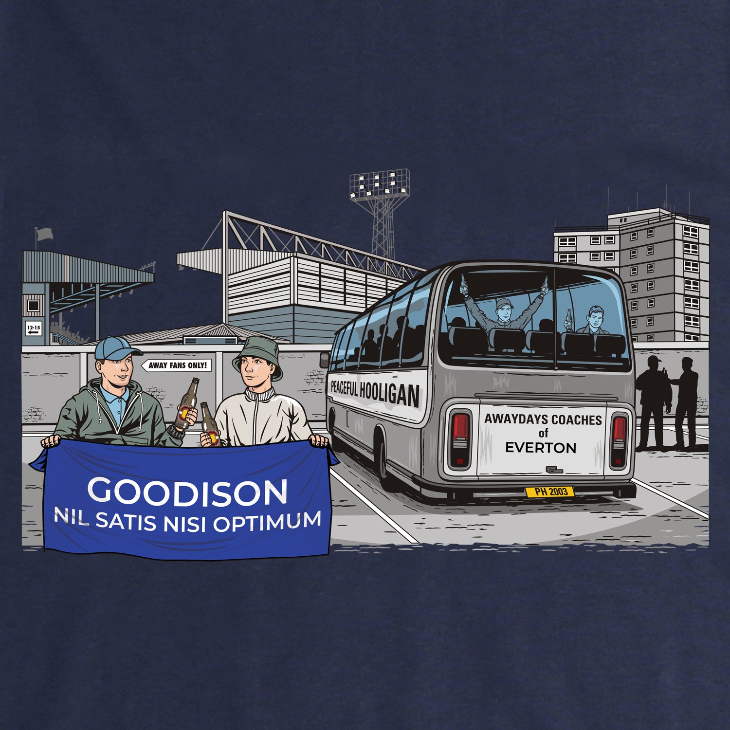 Goodison Awaydays Hoodie Navy - Peaceful Hooligan