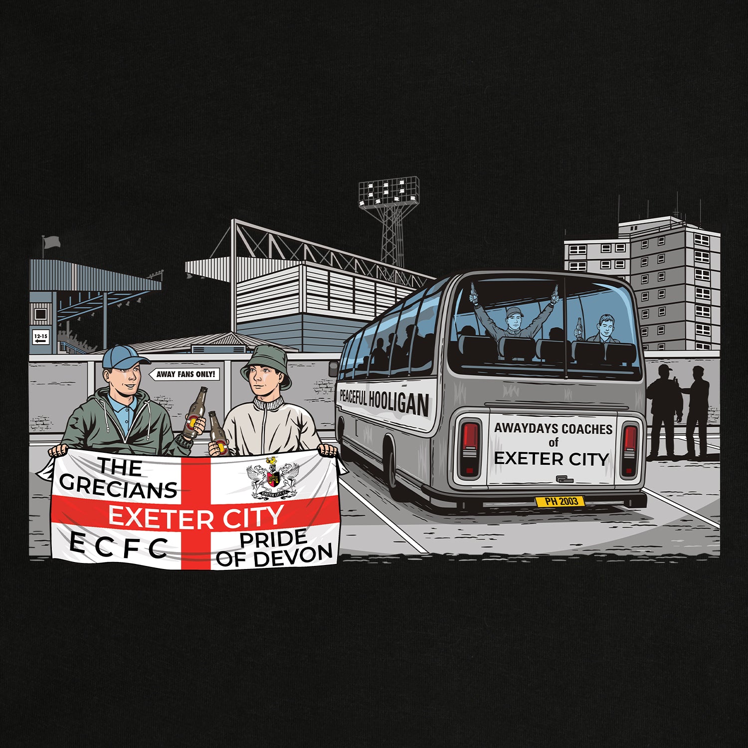 Exeter City Awaydays Sweatshirt Black - Peaceful Hooligan