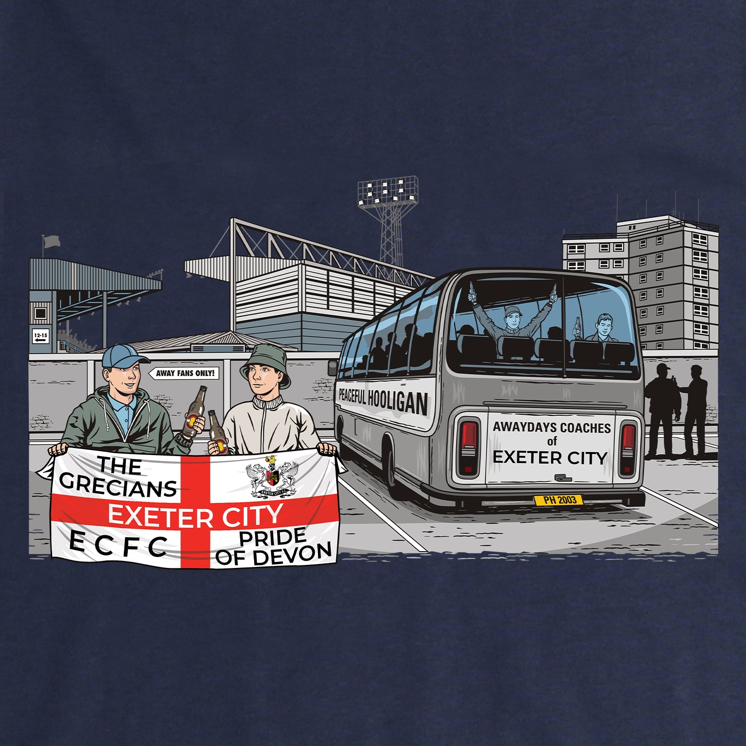 Exeter City Awaydays Sweatshirt Navy - Peaceful Hooligan