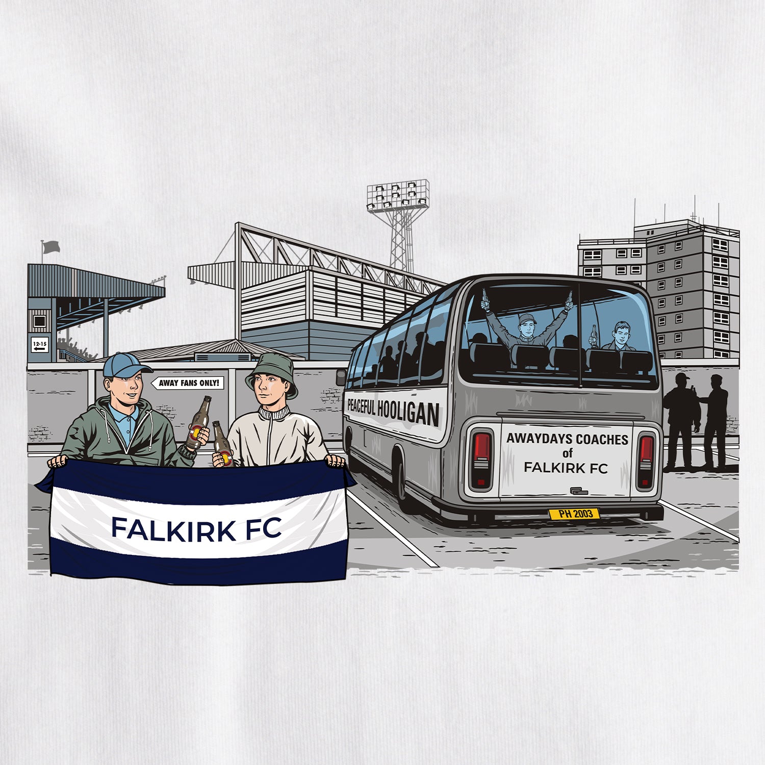 Falkirk FC Awaydays T-Shirt White - Peaceful Hooligan
