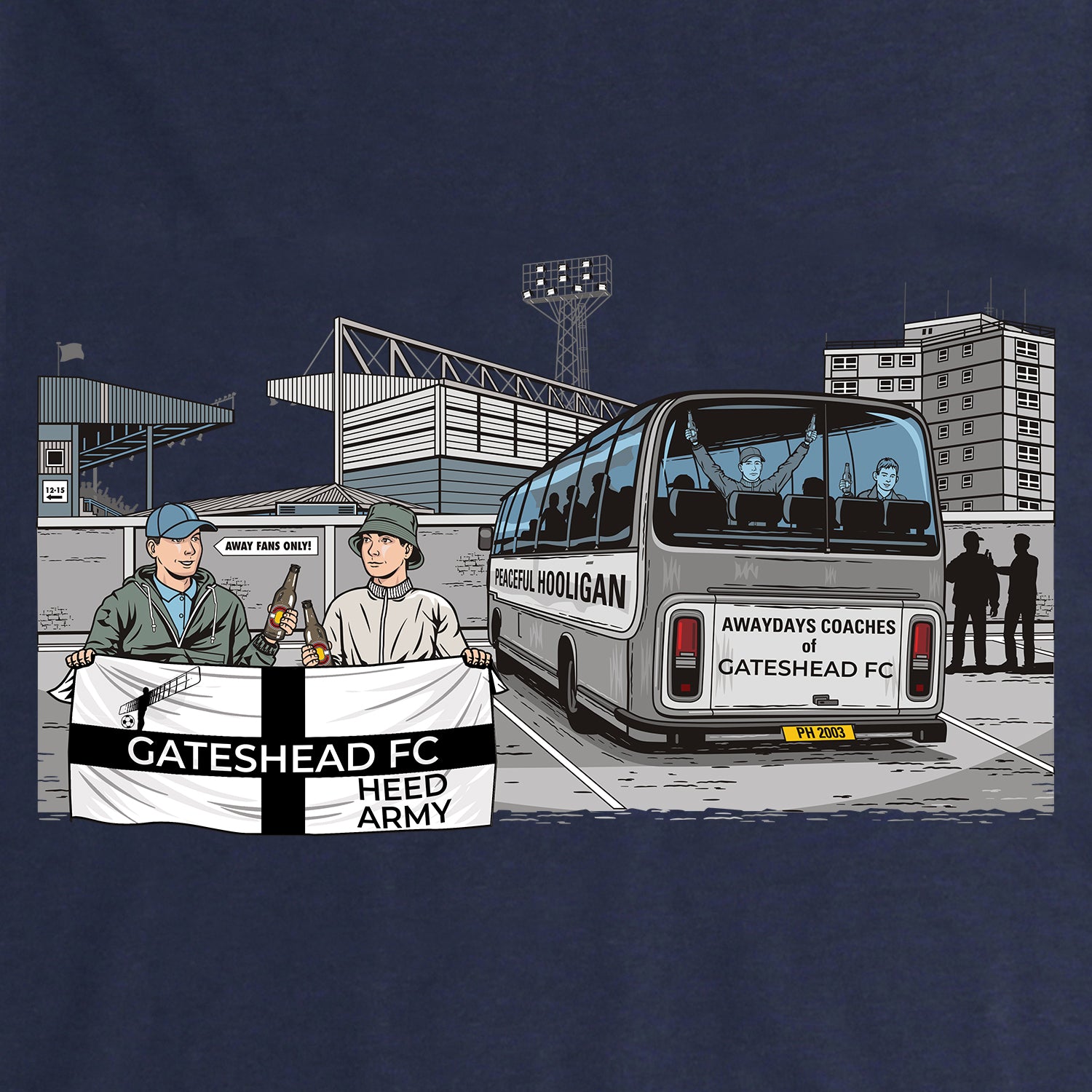 Gateshead Awaydays Hoodie Navy - Peaceful Hooligan