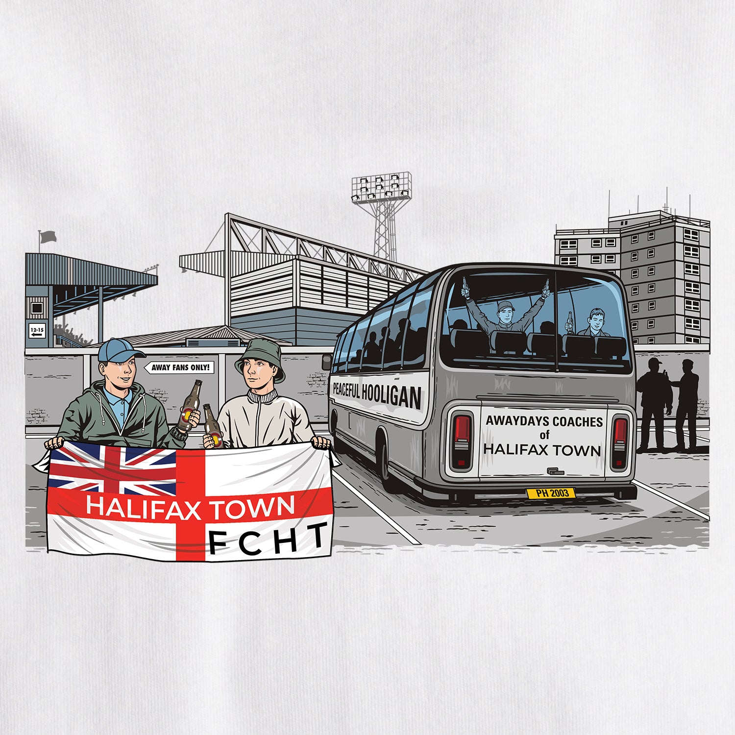 Halifax Town Awaydays T-Shirt White - Peaceful Hooligan