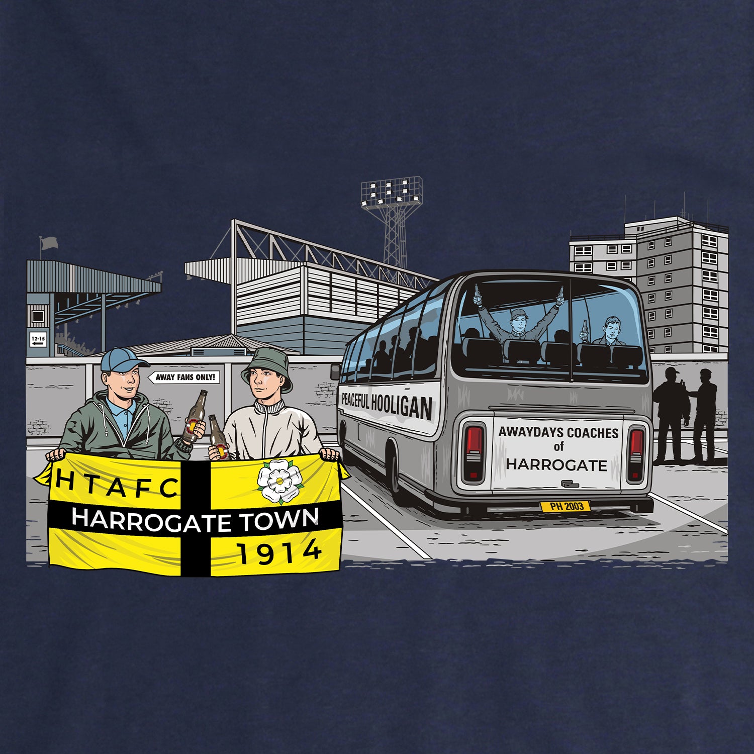 Harrogate Town Awaydays Sweatshirt Navy - Peaceful Hooligan
