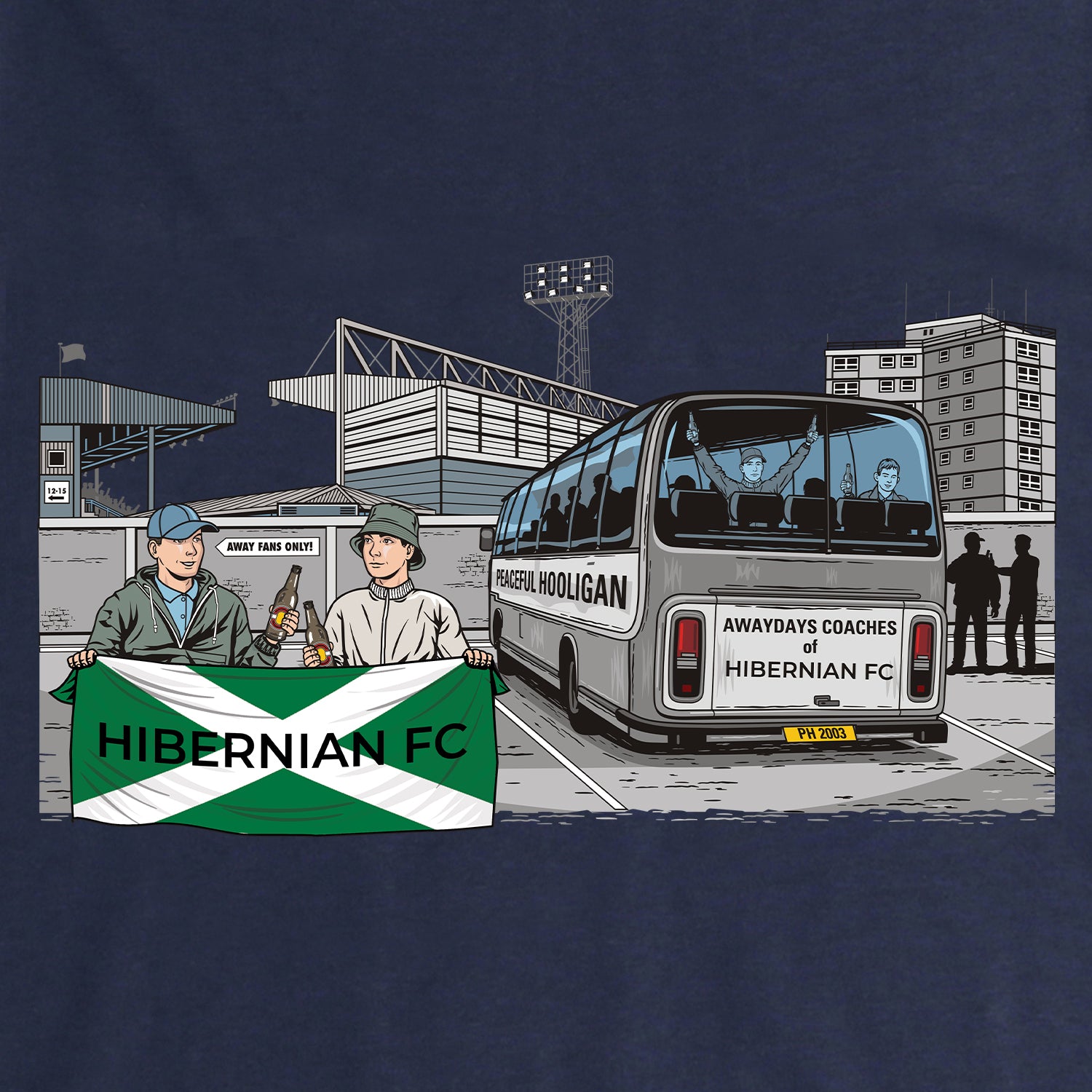 Hibernian FC Awaydays Sweatshirt Navy - Peaceful Hooligan