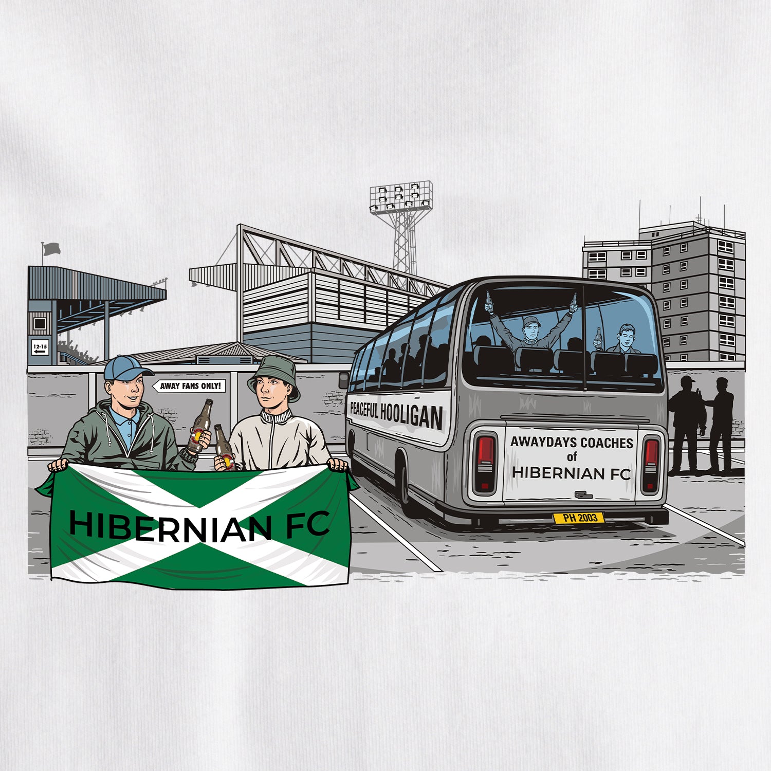 Hibernian FC Awaydays T-Shirt White - Peaceful Hooligan