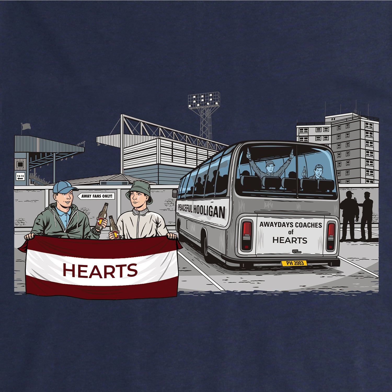 Hearts Awaydays Hoodie Navy - Peaceful Hooligan