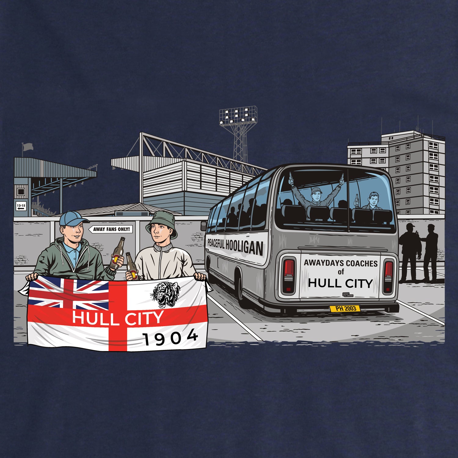 Hull City Awaydays Hoodie Navy - Peaceful Hooligan
