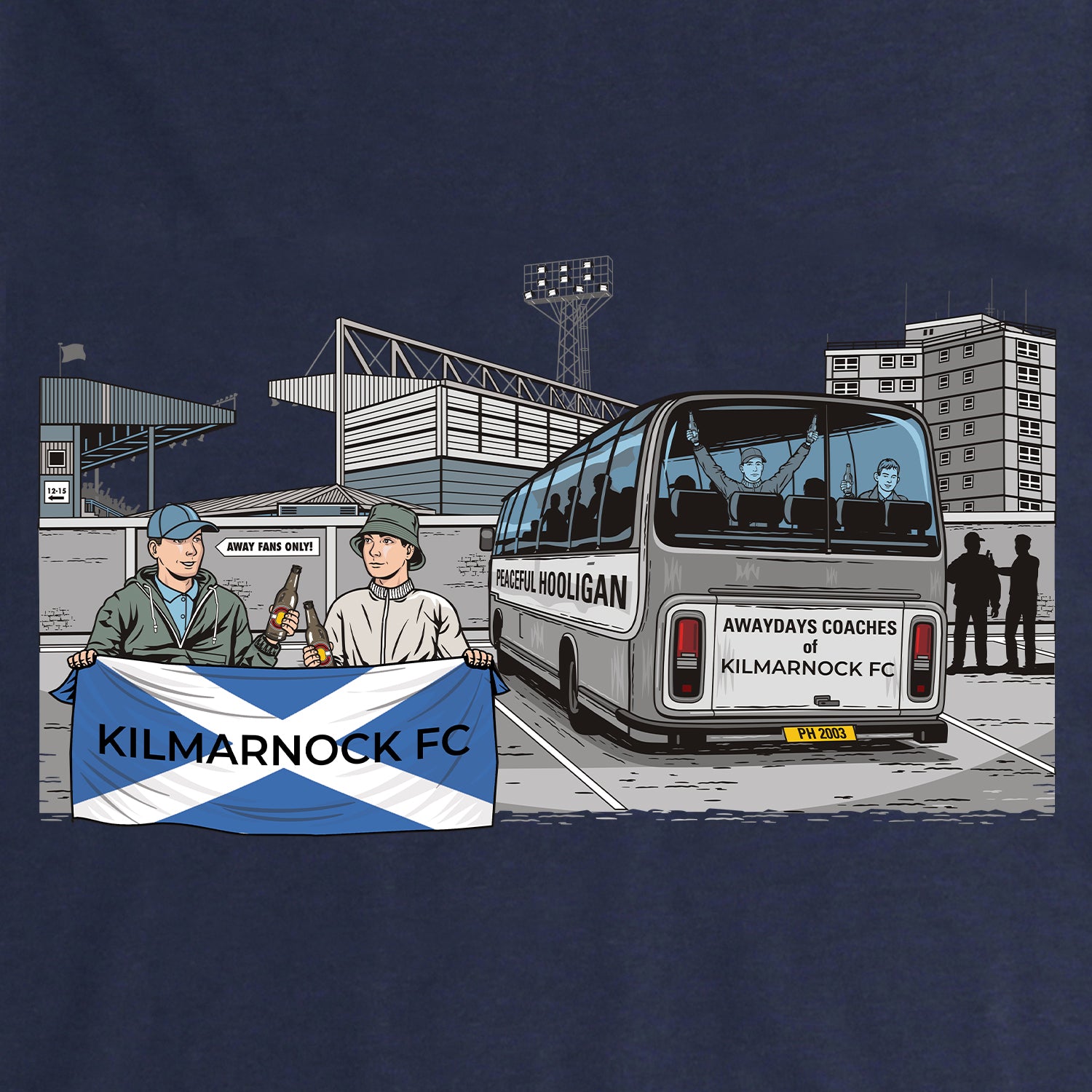 Kilmarnock FC Awaydays T-Shirt Navy - Peaceful Hooligan