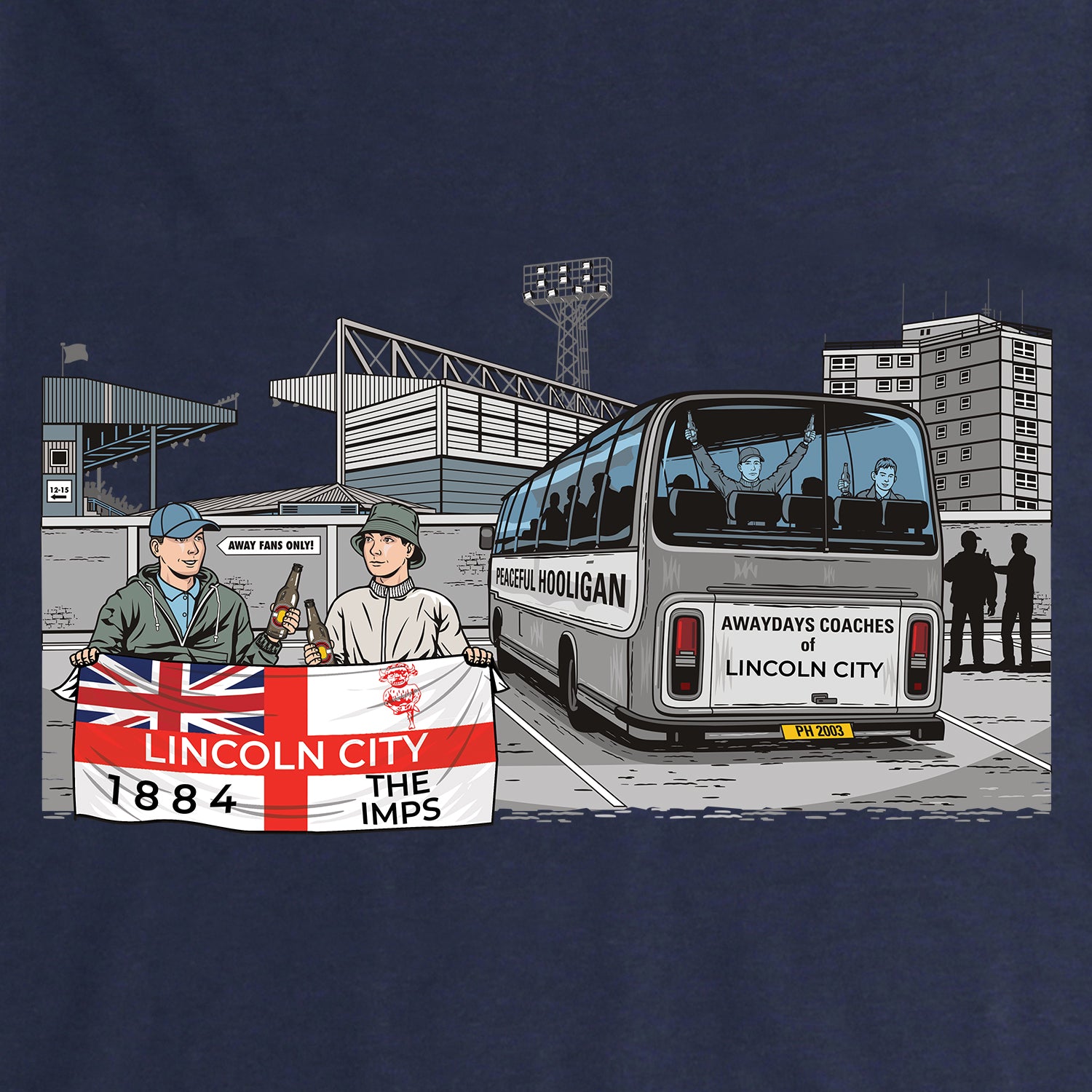 Lincoln City Awaydays Sweatshirt Navy - Peaceful Hooligan