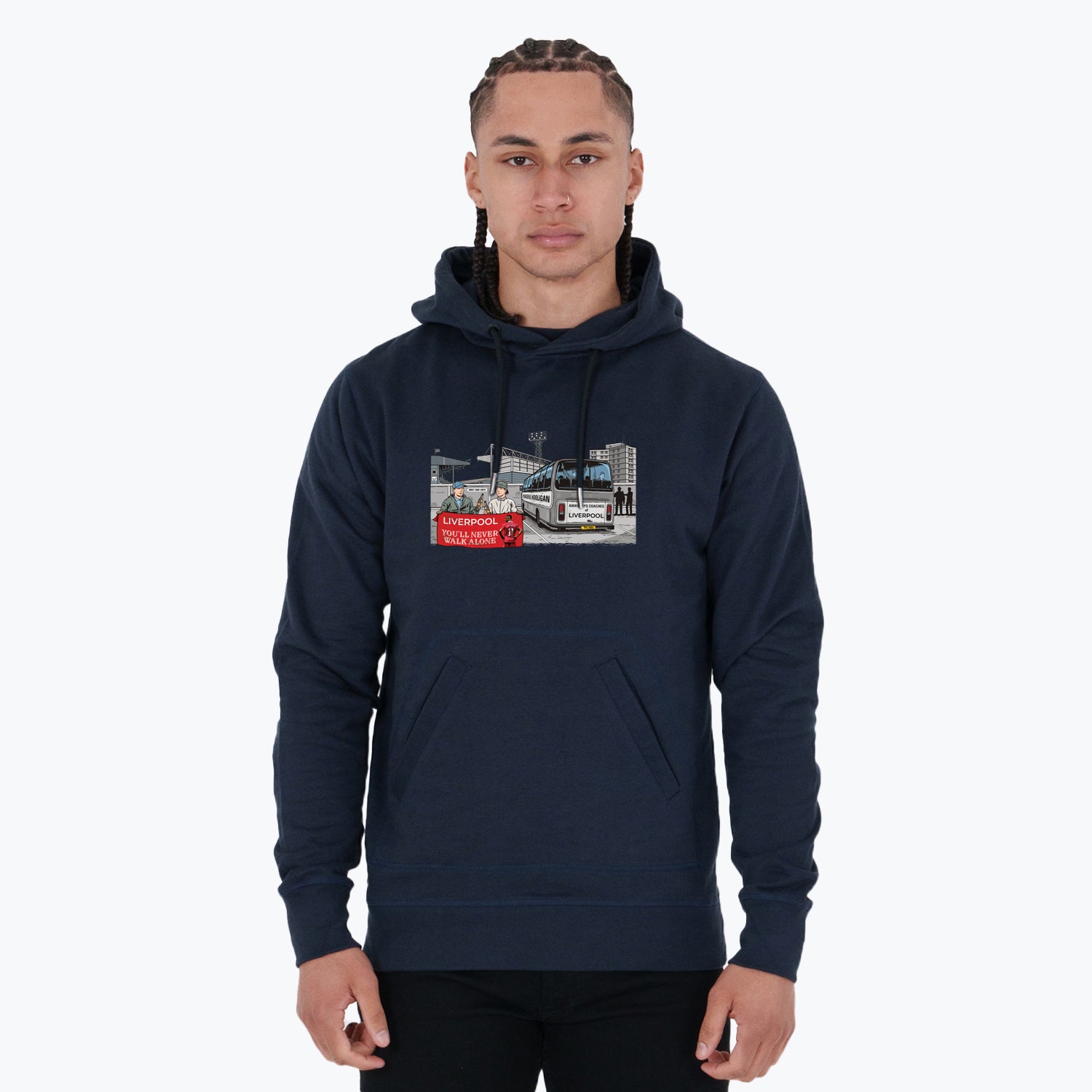 Liverpool Awaydays Hoodie Navy - Peaceful Hooligan