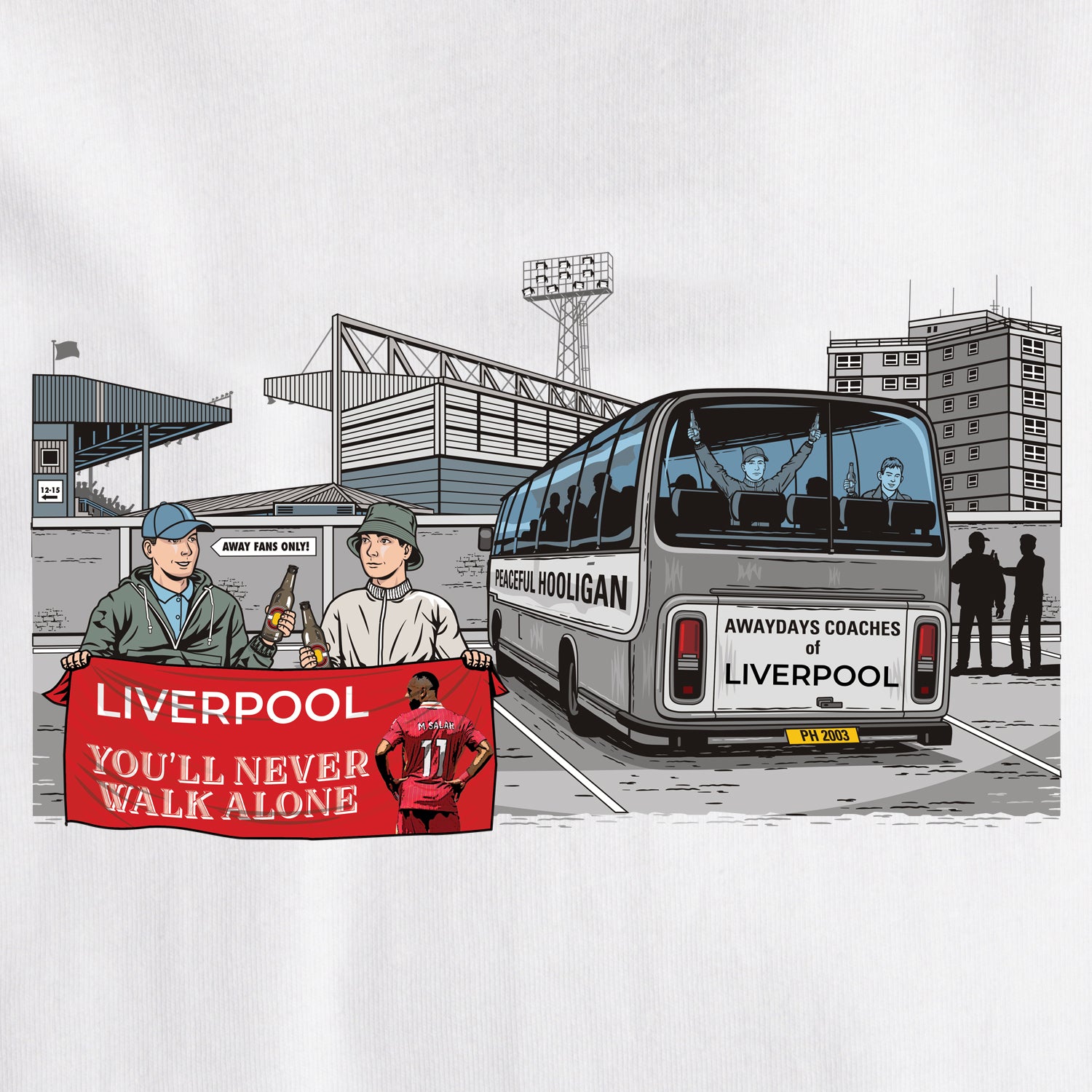 Liverpool Awaydays T-Shirt White - Peaceful Hooligan