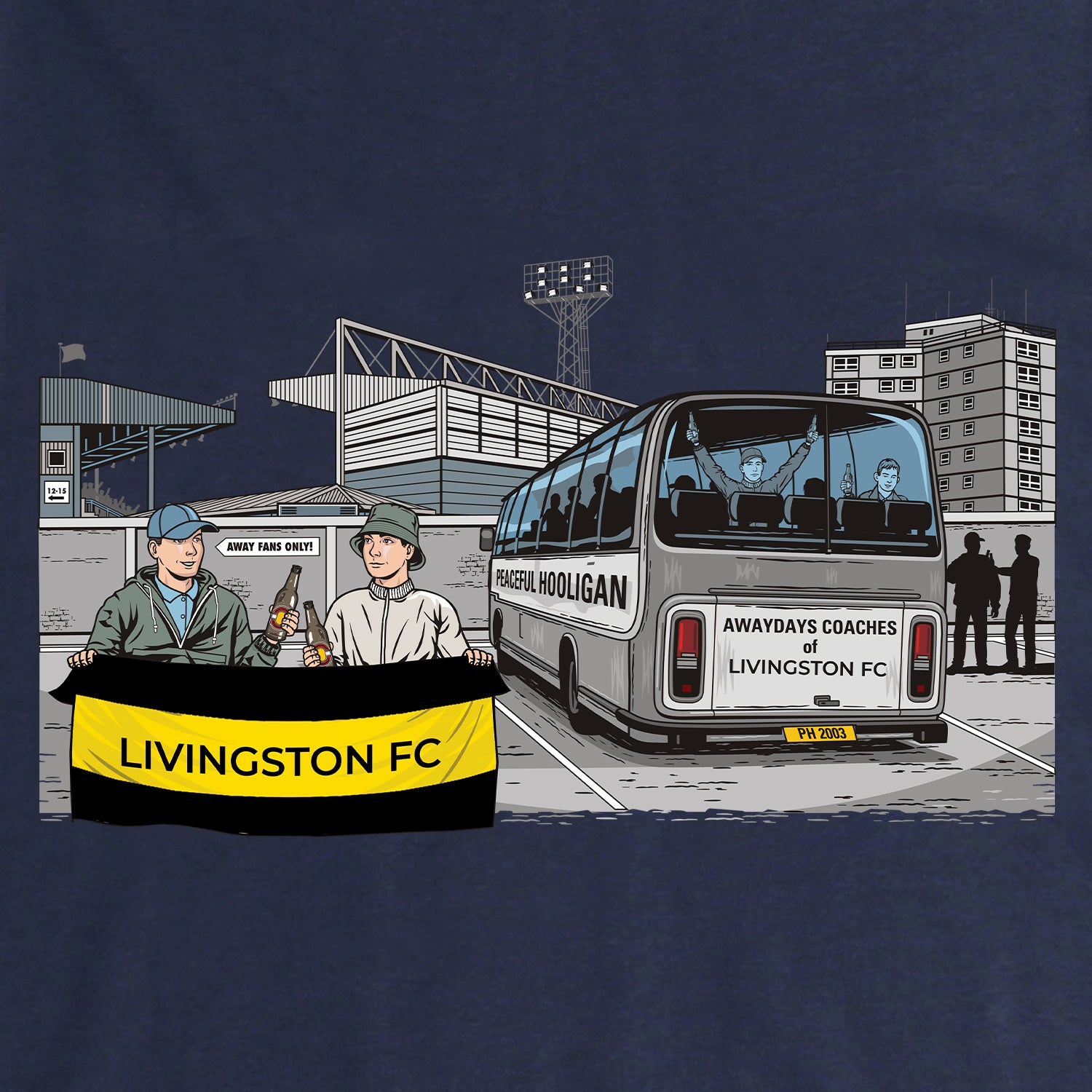 Livingston Awaydays Sweatshirt Navy - Peaceful Hooligan