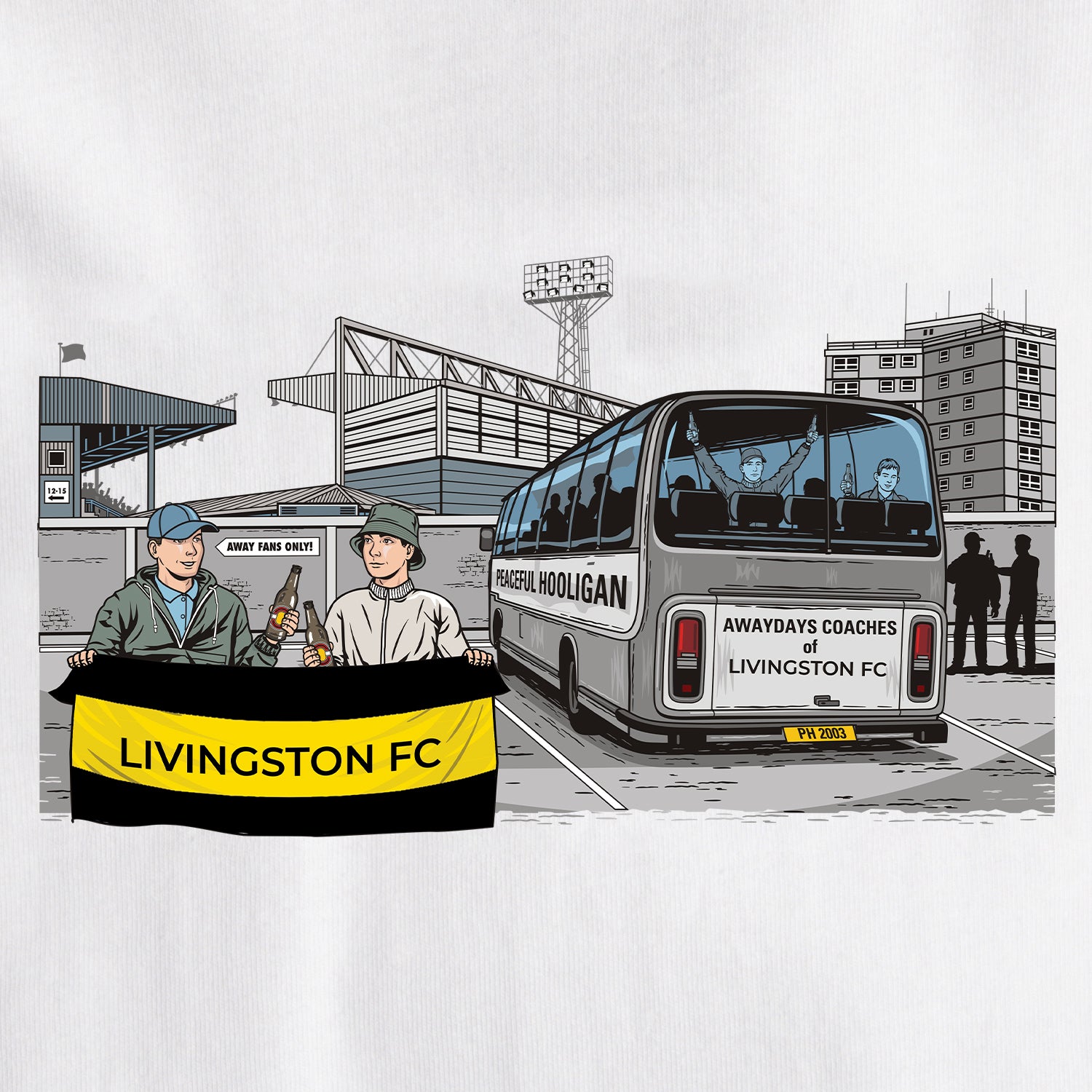 Livingston Awaydays T-Shirt White - Peaceful Hooligan