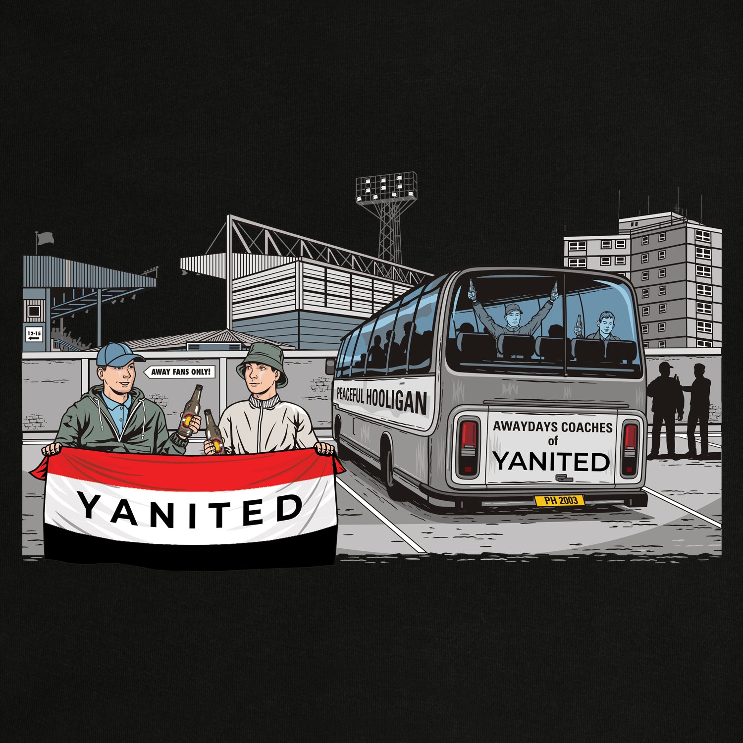 Yanited Awaydays Sweatshirt Black - Peaceful Hooligan