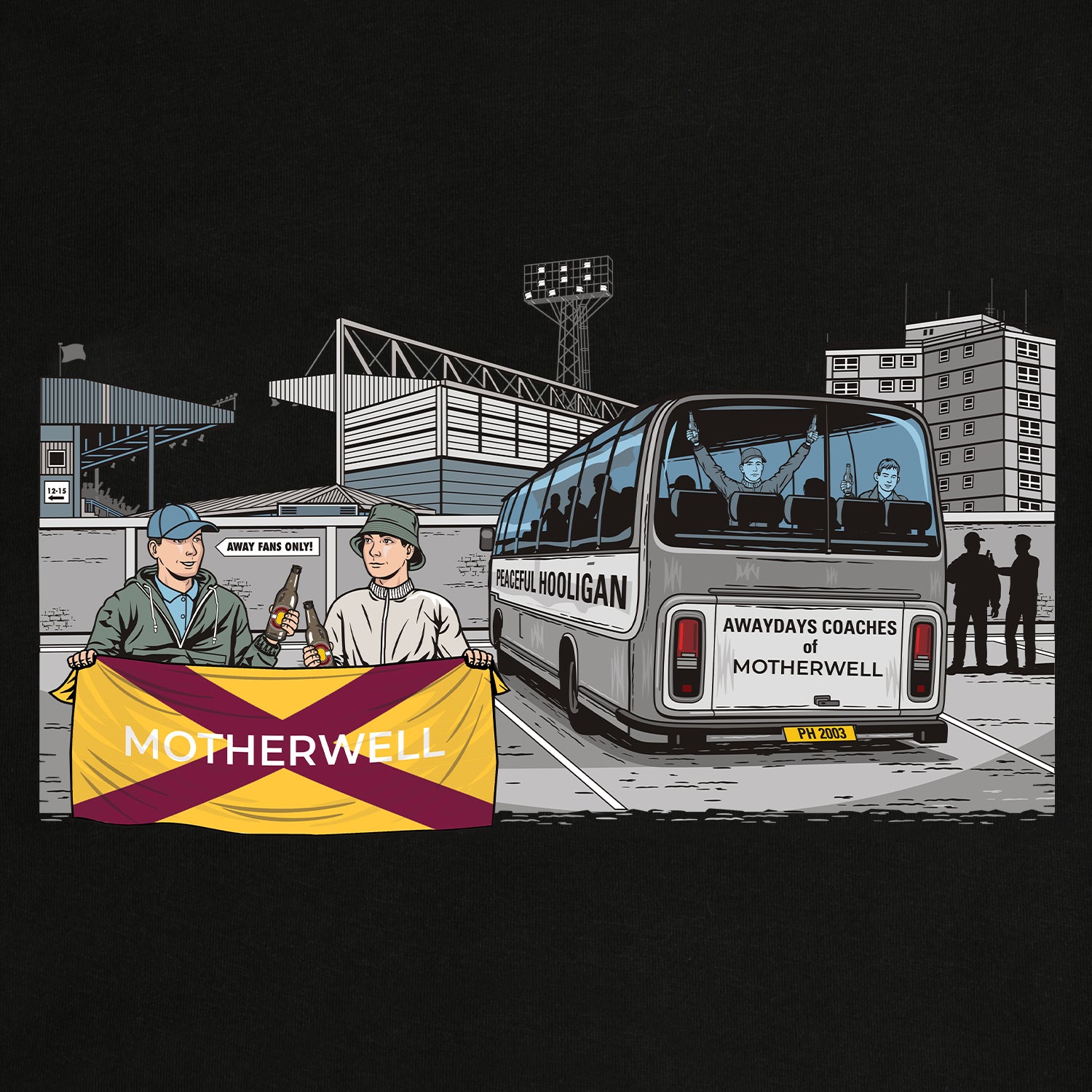 Motherwell Awaydays Sweatshirt Black - Peaceful Hooligan