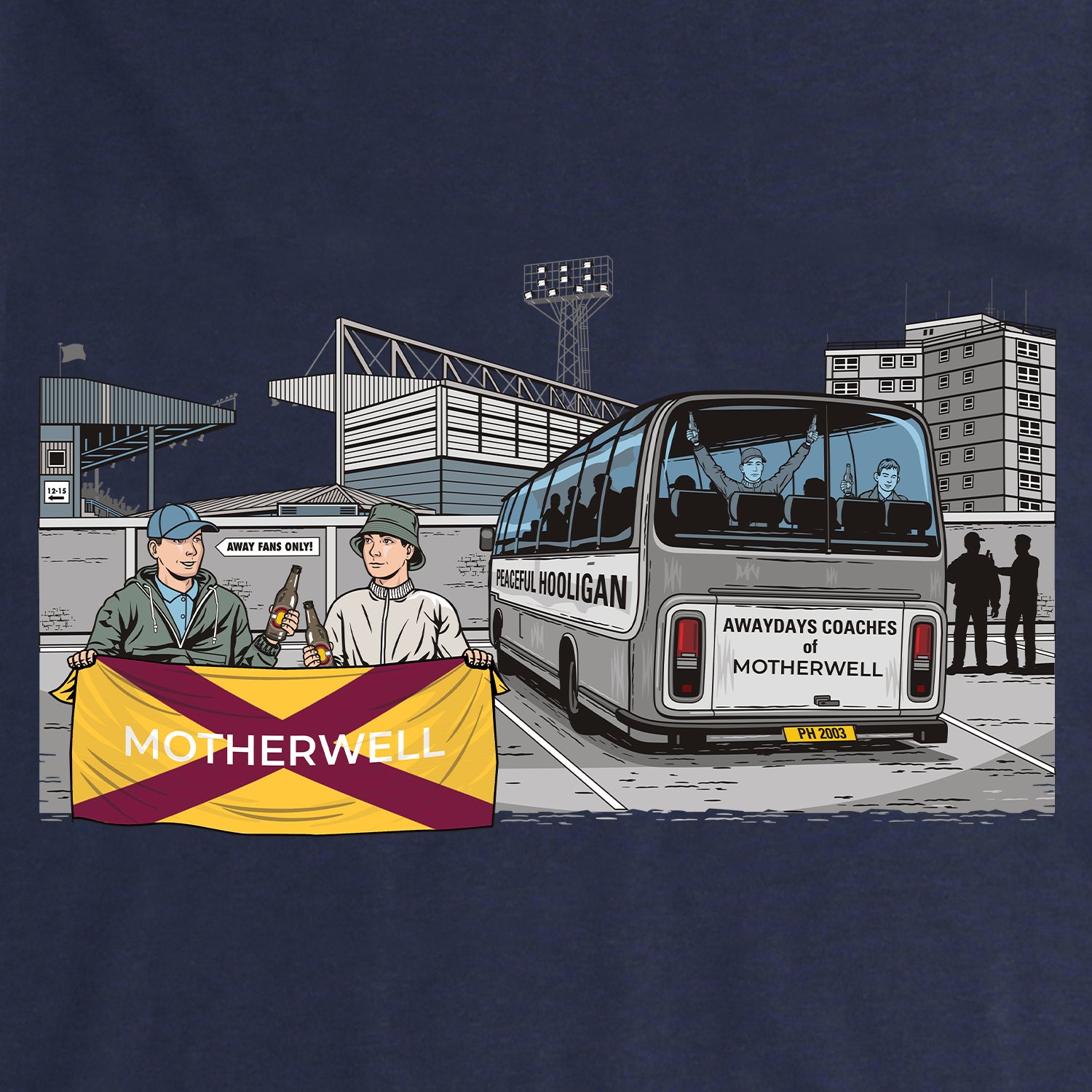Motherwell Awaydays Sweatshirt Navy - Peaceful Hooligan