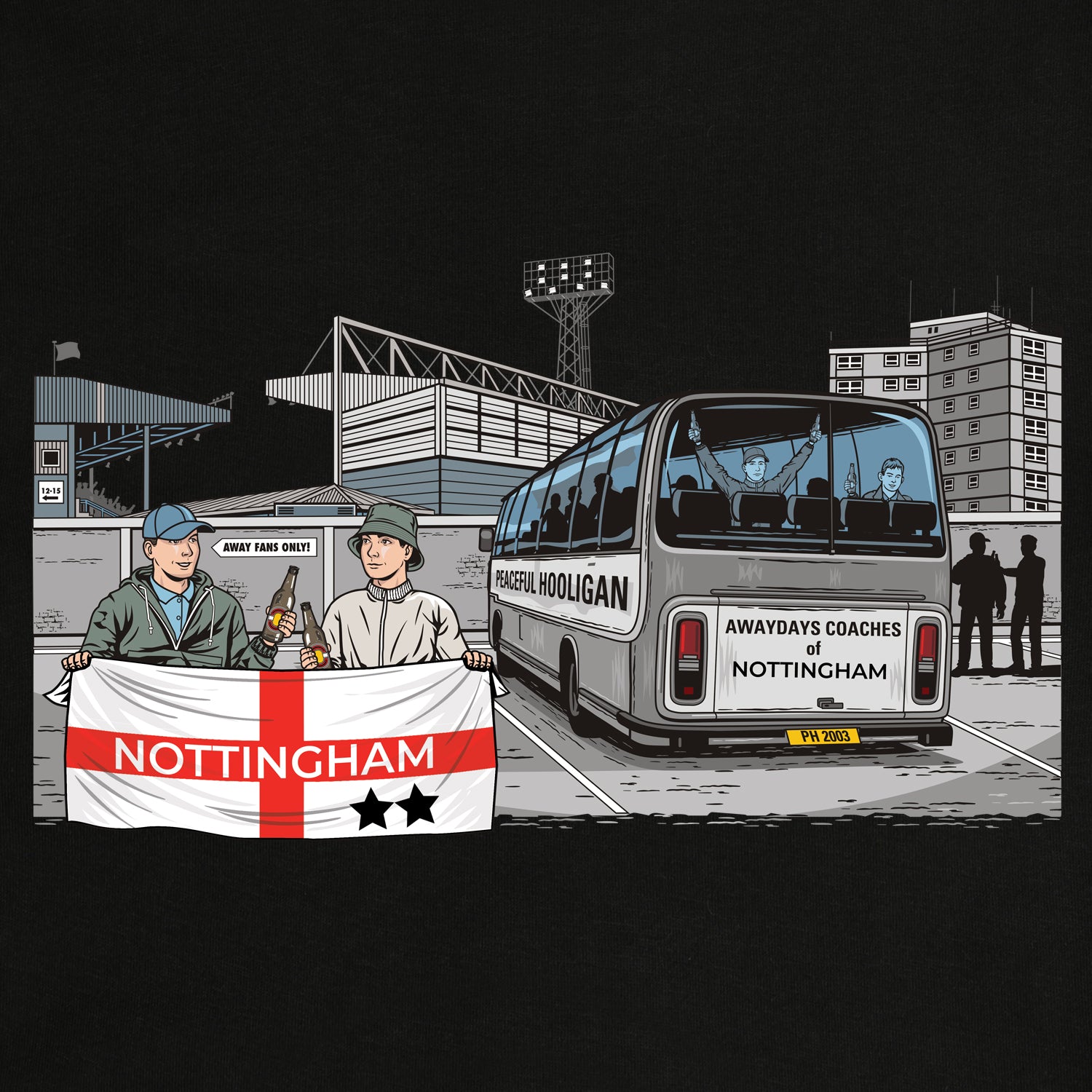 Nottingham Awaydays Hoodie Black - Peaceful Hooligan