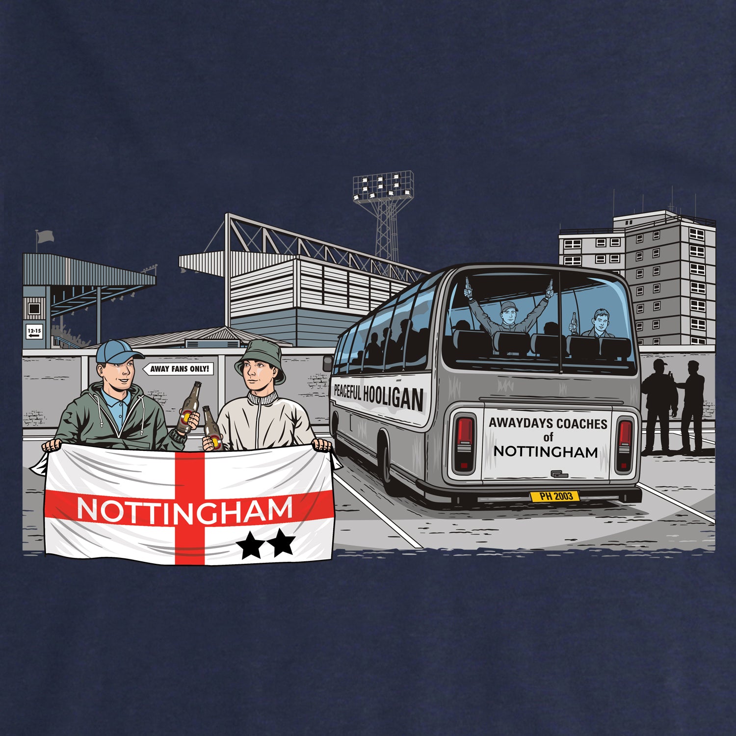 Nottingham Awaydays Sweatshirt Navy - Peaceful Hooligan