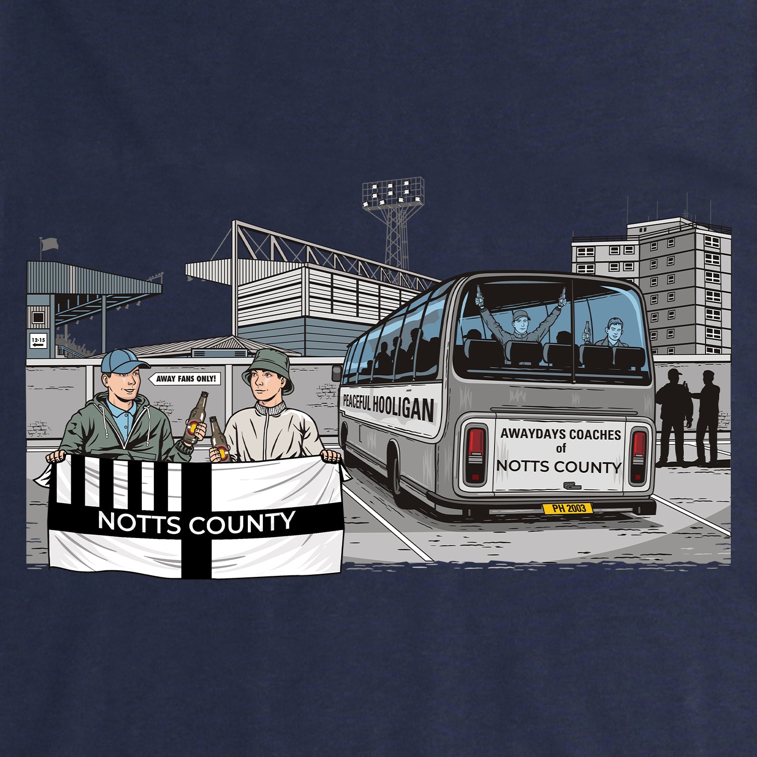 Notts County Awaydays Hoodie Navy - Peaceful Hooligan