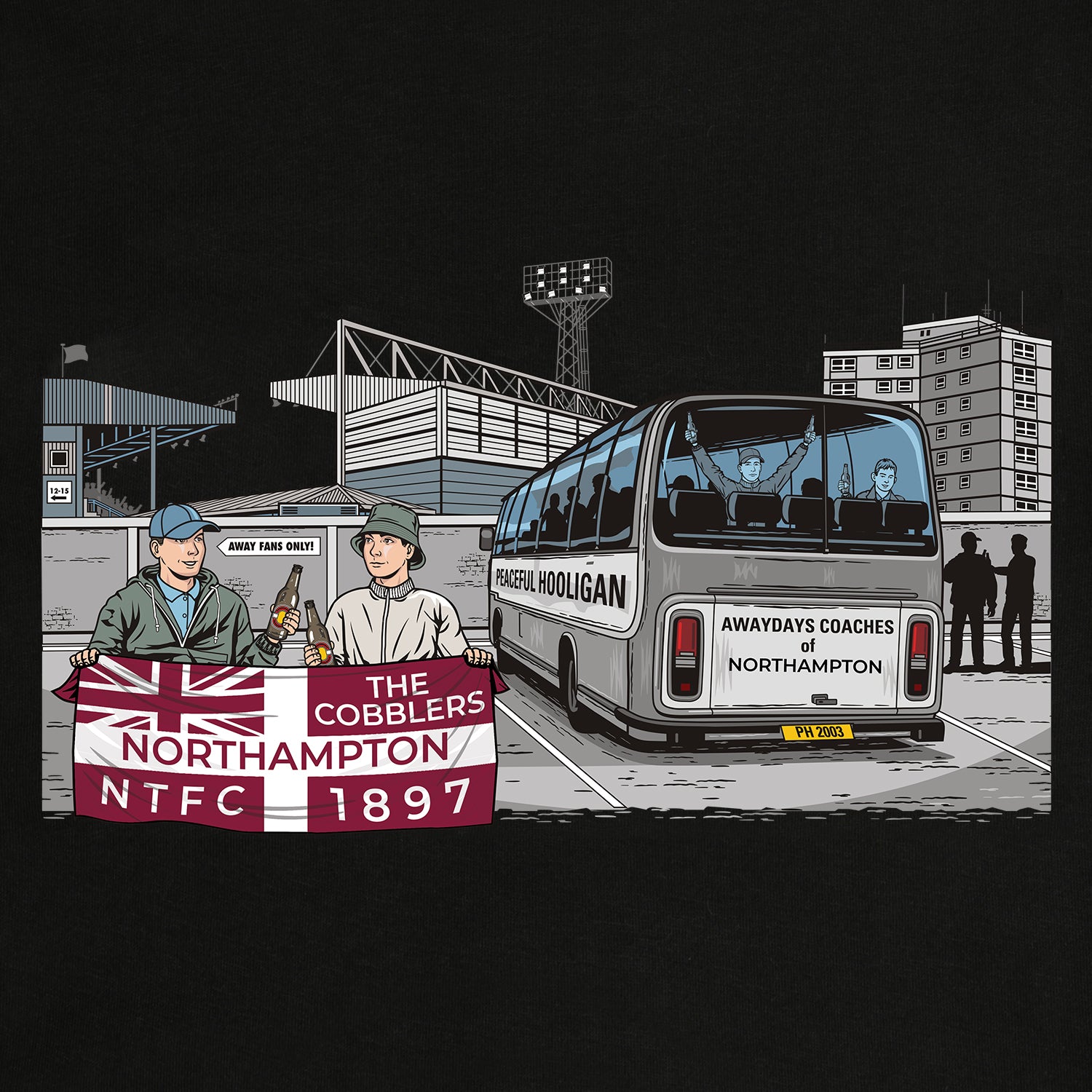 Northampton Awaydays Hoodie Black - Peaceful Hooligan